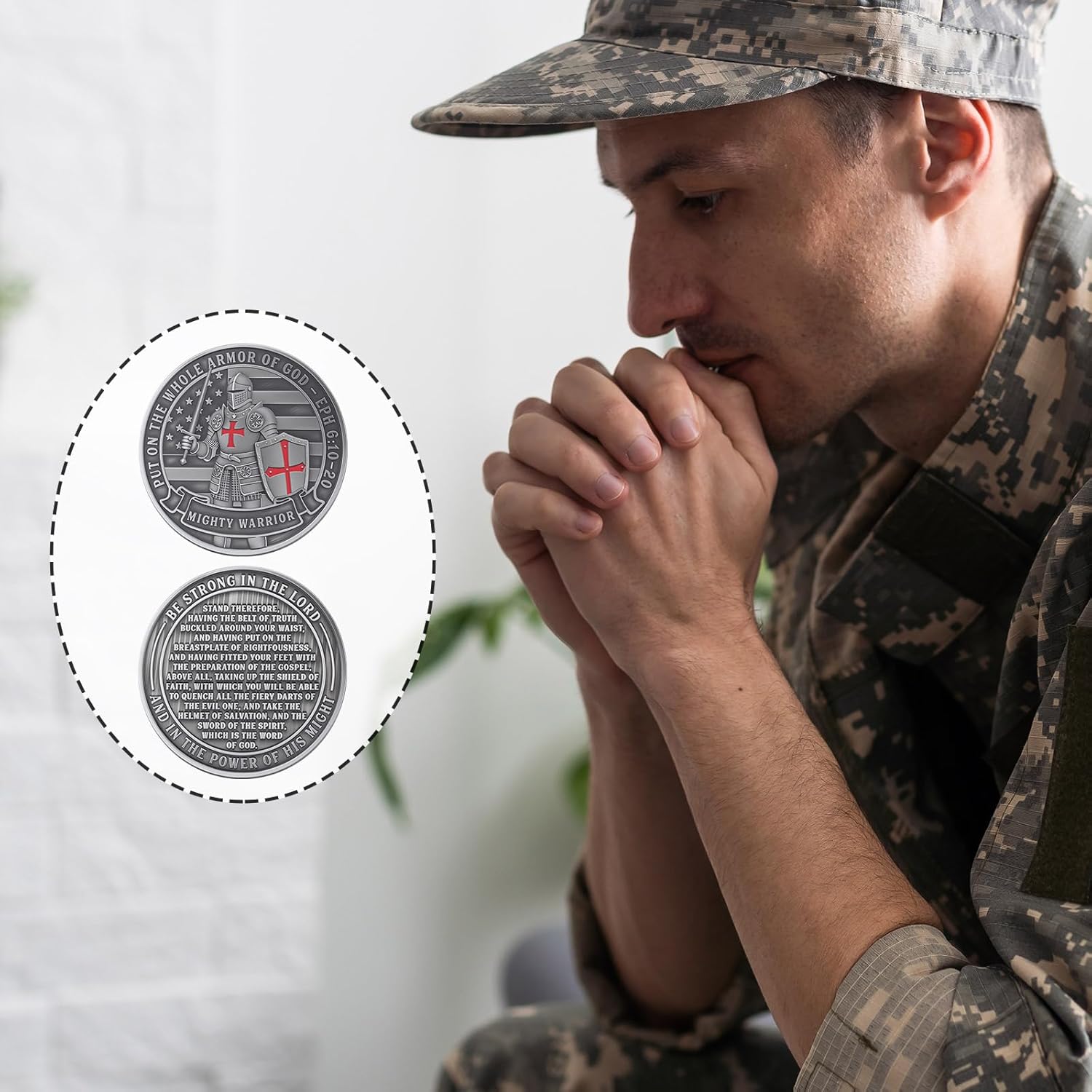 Nosiny 20 Pcs Armor of God Coins Metal Christian Challenge Coins for Religious Prayer Collector Christian Church School Party Commemorative Gifts (Ancient Style) - Image 5