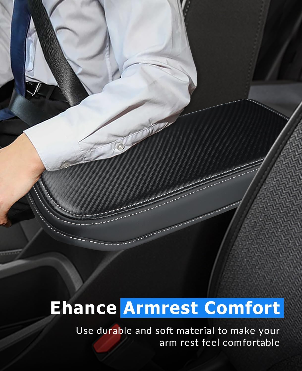 INTGET Carbon Fiber Leather Armrest Cover for 2024-2026 Chevy Trax Console Lid - Image 6