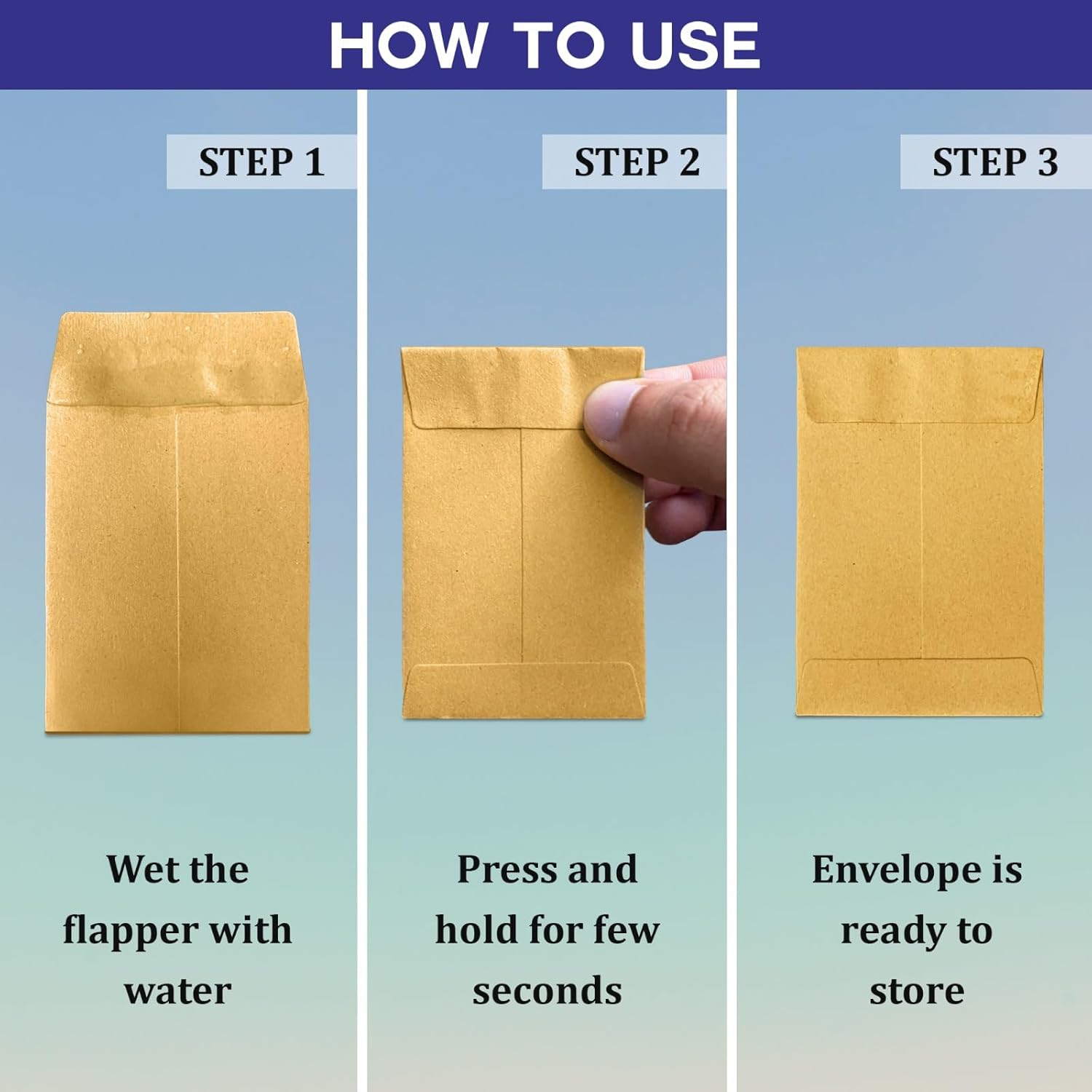 #1 Coin Envelopes Durable Kraft 2.25"x3.5", 250 Pcs Small Key Envelope with Gummed Flap, Seed Envelopes for Storing Seeds, Tip Envelope for Cash - Image 3