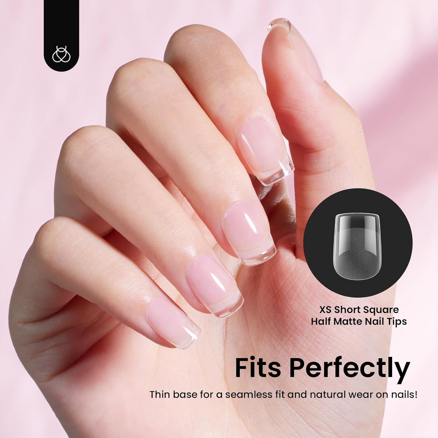 Beetles Short Square Nail Tips: 576PCS 12 Sizes XS Short Square Half Matte Clear False Acrylic Press on Nails Tips Pre-shape Full Cover Nail Tips Nail Extension DIY - Image 4