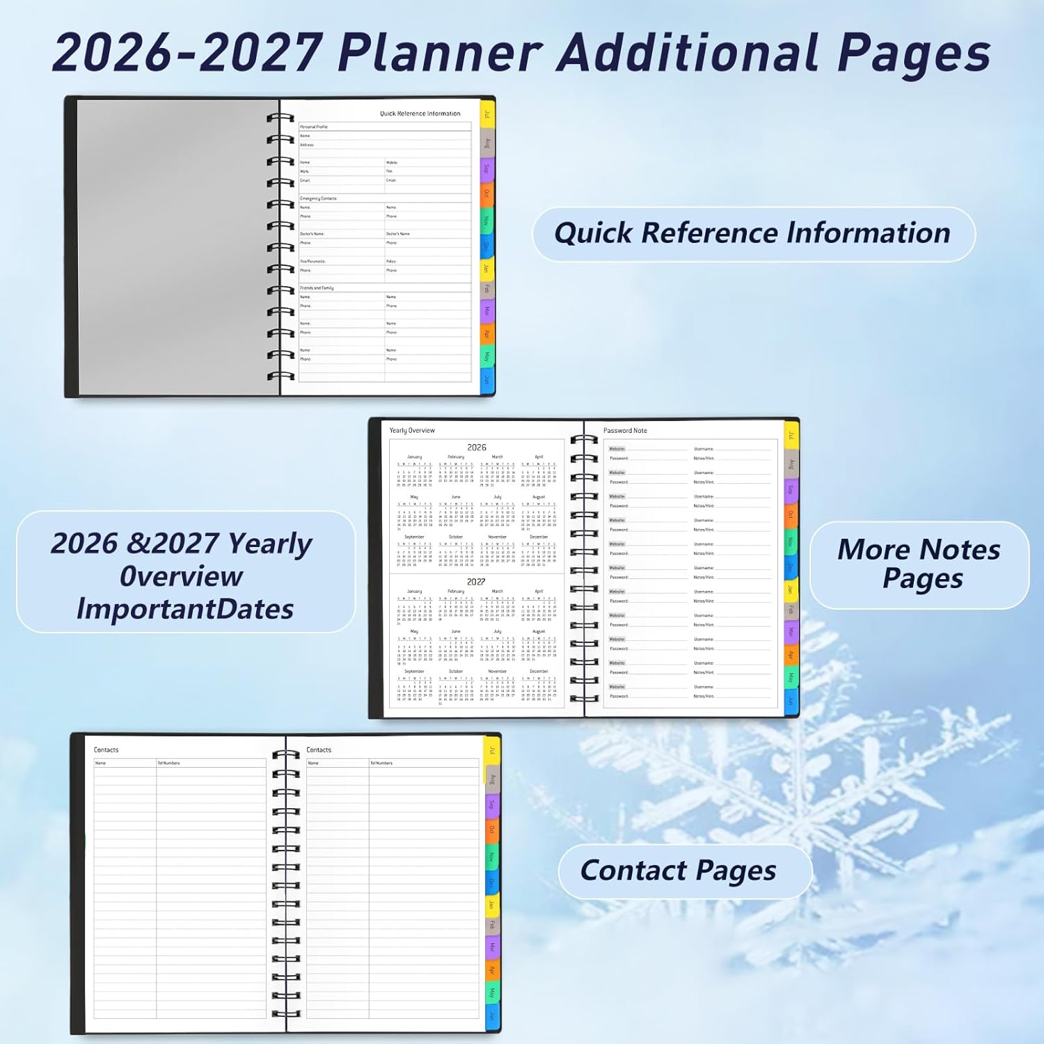 Daily Planner 2026-2027, 18-Month Weekly and Monthly Calendar Planner, January 2026 - June 2027, Planning Agenda Book with Laminated Tabs, Flexible Cover, 100GSM Thick Paper, A5 Size,Black - Image 5