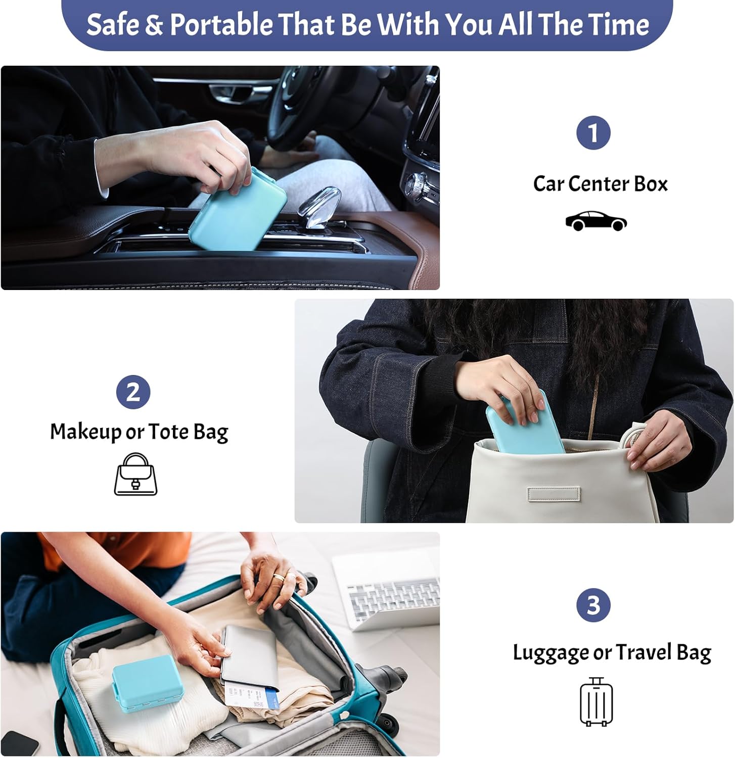 Foldable Weekly Pill Organizer 2 Times a Day with 2 Extra Compartments (Clear Printed Labels) - Portable 7 Day AM PM Medicine Box, Week Daily Travel Pill Case Holder for Vitamin, Supplement - Sky Blue - Image 6