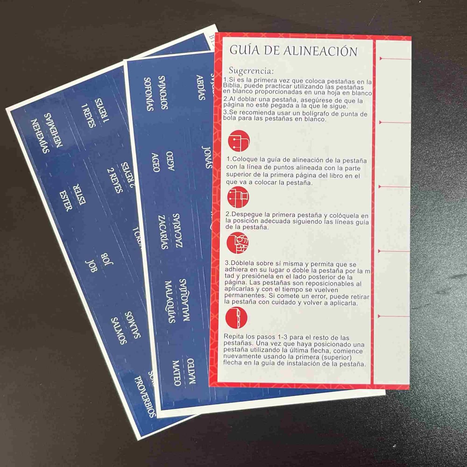Spanish Laminated Bible Tabs, pestañas para biblia en español, Reposition Large Print Stickers, Easy to Read and Apply Bible Tabs for Women and Man (Spanish Blue) - Image 2