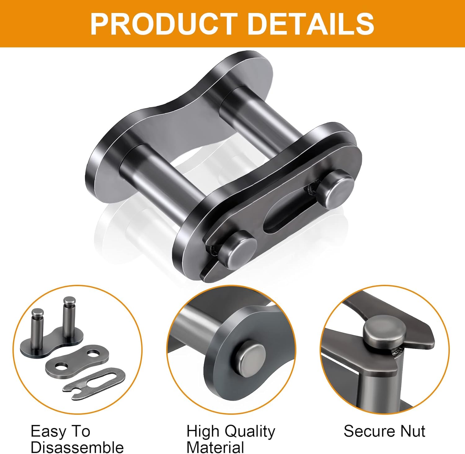 PAGOW 30pcs 40 Roller Chain Connecting Links, Master Connector Link, Heavy Duty Manganese Steel - Image 3