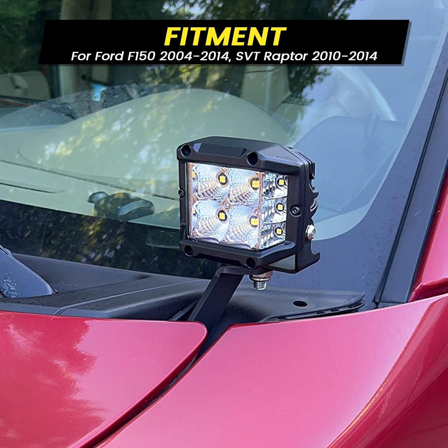 F150 Front A-Pillar Light Mount Hood Hinges - Ditch Light Brackets, Raptor Engine Heavy Duty LED Pods Work Light Mount Compatible with Ford F150 2004-2014 Ford 1st Gen SVT Raptor - Image 3