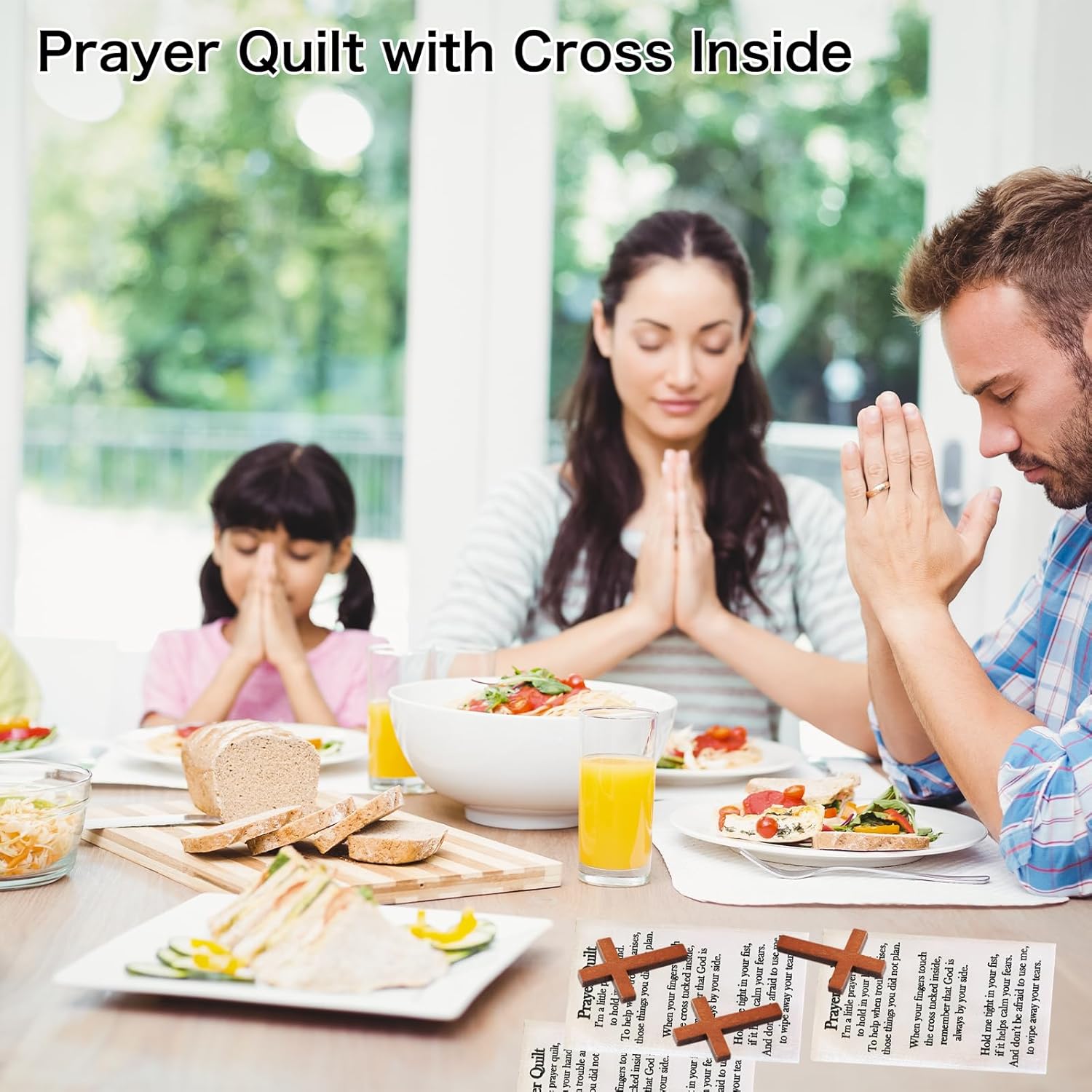 Prayer Quilt with Cross Inside - Pre-Cut Fabric Panel for Pocket Prayer Quilts, Inspirational Christian Sewing Panel for Crafts, Religious Gifts for Friends & Family(10PCS) - Image 4