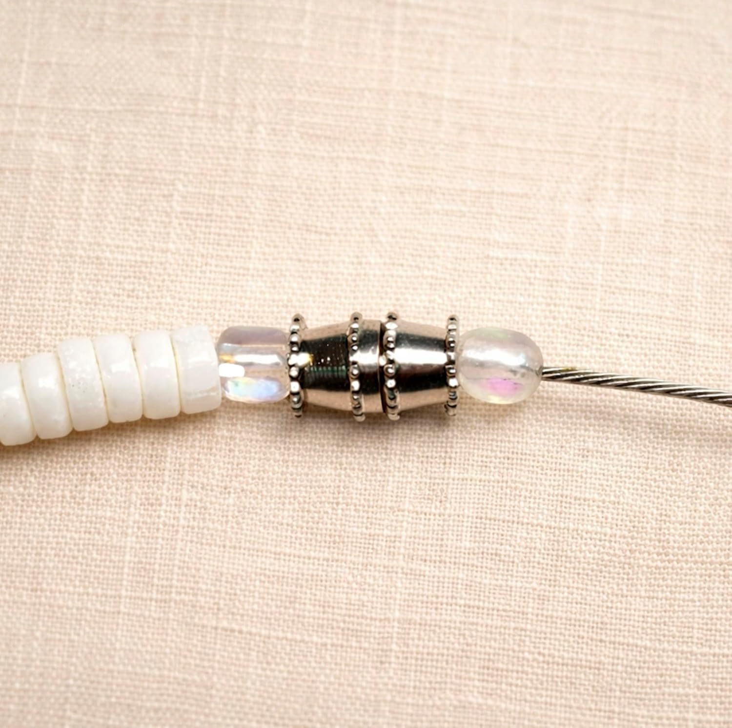 Native Treasure 5mm White Clam Heishi Puka Shell Necklace for Men and Women, Blue Coconut Bead Accents, Surfer Beach Style Jewelry, Handmade in the Philippines, Stainless Steel Cable Wire - Image 5
