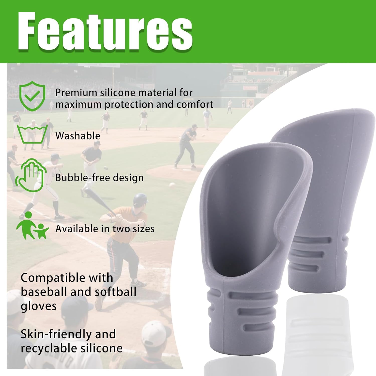 Catchers Thumb Guard for Youth & Children, Silicone Baseball Batting Softball Thumb Protector Protective Shield Catcher Training Gear Left/Right Hand Compatible Hand Injury Prevention(Medium) - Image 3