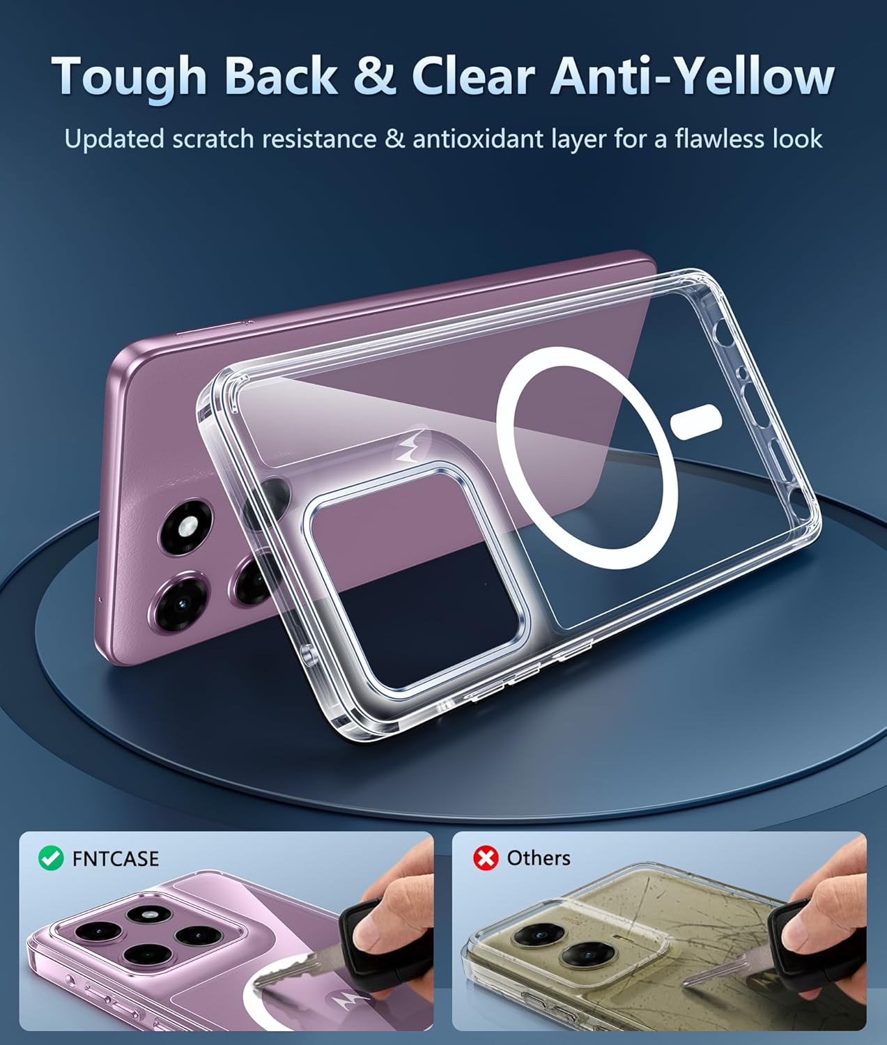 FNTCASE for Motorola Moto G Stylus-2026/2025 Case: Clear Magnetic Case with Screen Protector Military Grade Drop Anti Yellowing Cell Phone Cover - Shockproof Protective Bumper Transparent Cases(Clear) - Image 5