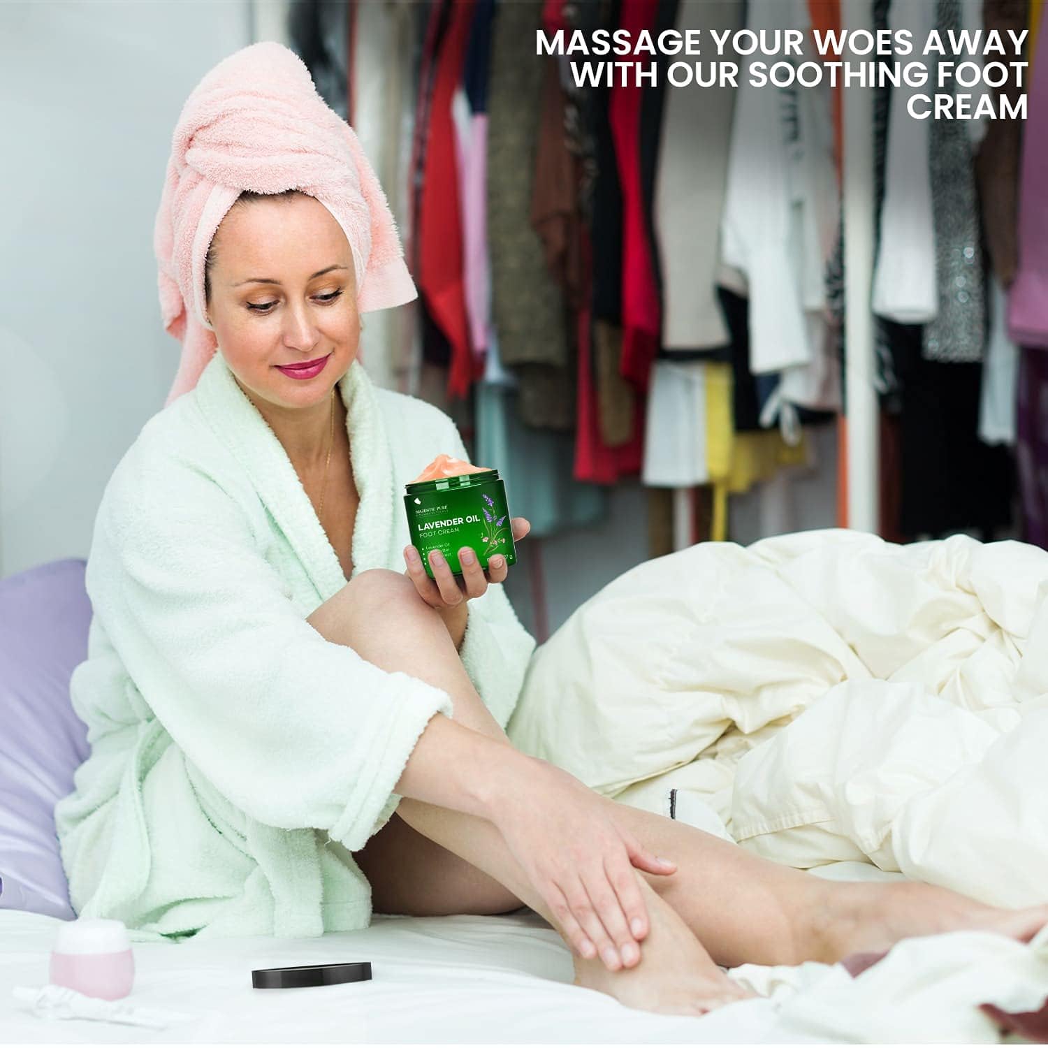 Majestic Pure Lavender Oil Foot Cream, Warming Cream - Calluses, Dry Cracked Feet, Hands, Heels, Elbow, Nails, and Knees - Softens & Moisturizes Skin - 8 oz - Image 3
