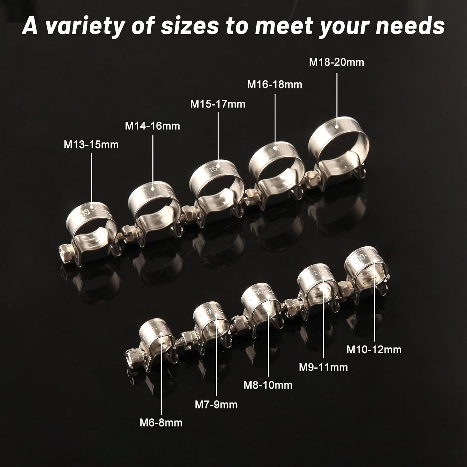 10pcs Stainless Steel Mini Fuel Line Pipe Hose Clamp Clip 18-20mm Fuel Injection Line Style Hose Clamp Adjustable Pipe Hose Clip Tube Clamps For Diesel Petrol Pipe (23/32" - 3/4"Dia) - Image 7