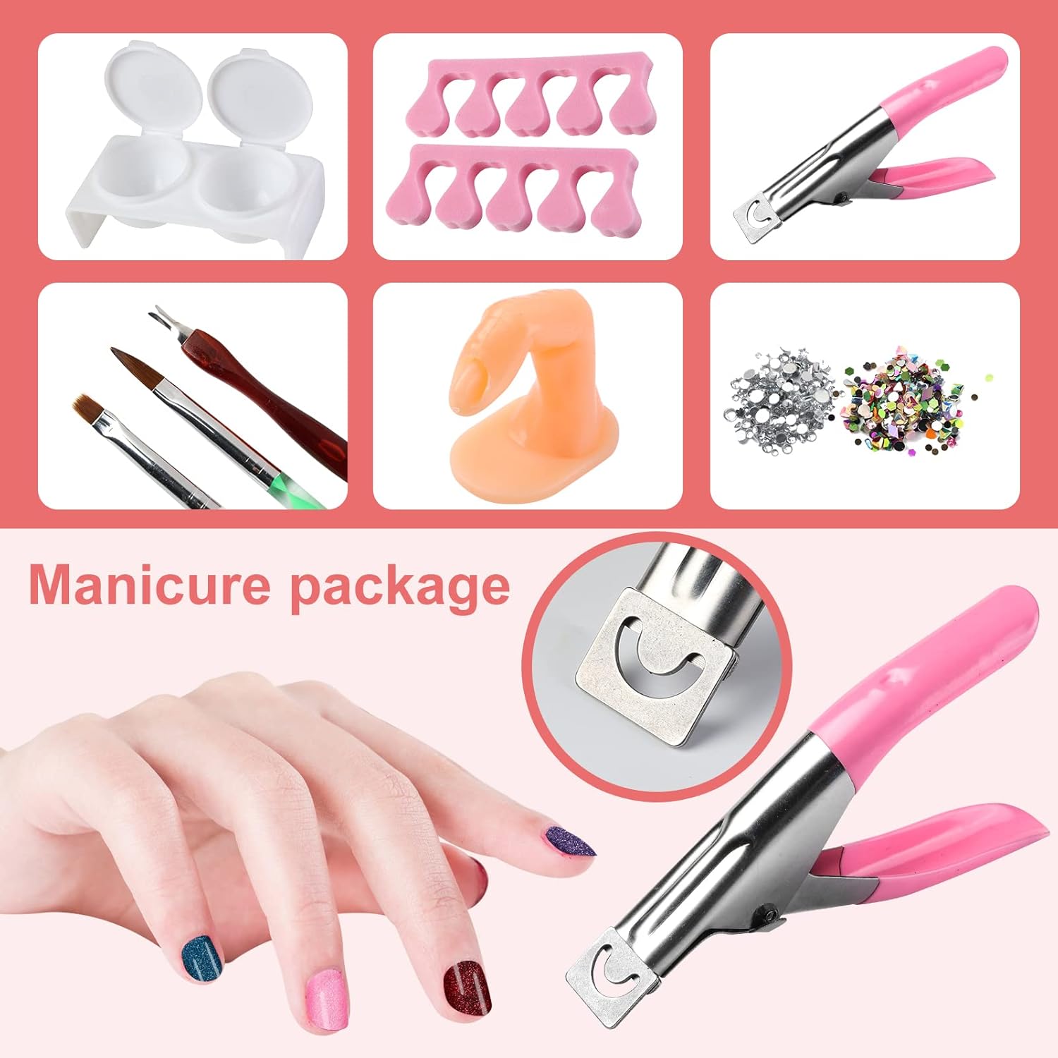 Nail Kit Set Professional Acrylic with Everything, 12 Glitter Acrylic Powder Kit Nails Art Tips Decoration, DIY Gifts for Women Nail Art Tool and Supplies for Beginners - Image 6