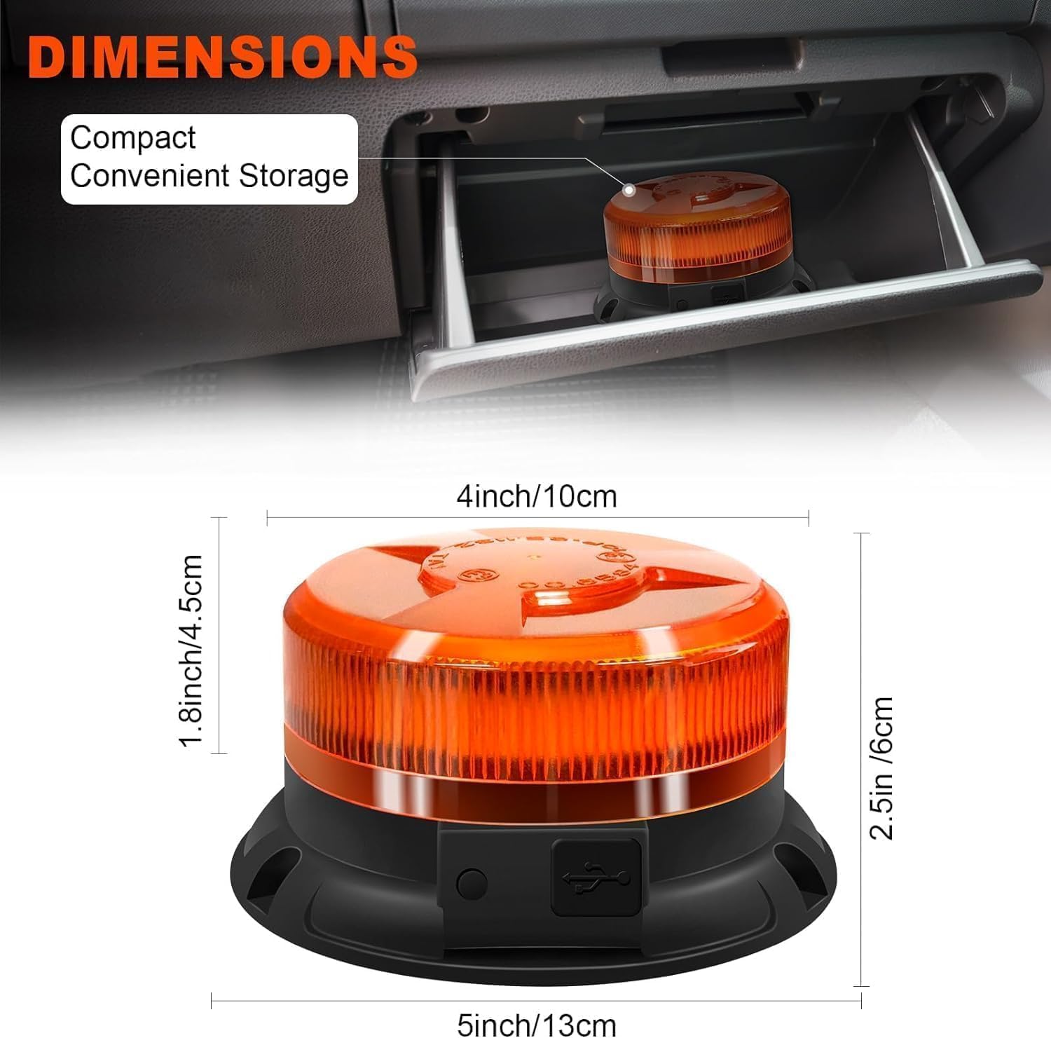 Rechargeable Beacon Lights,Wireless Strobe Light with Remote Control,Amber Magnetic Emergency Flashing Warning Safety Light for Vehicles Snowplow Tow Work Trucks Cars Trailer Outdoor - Image 7