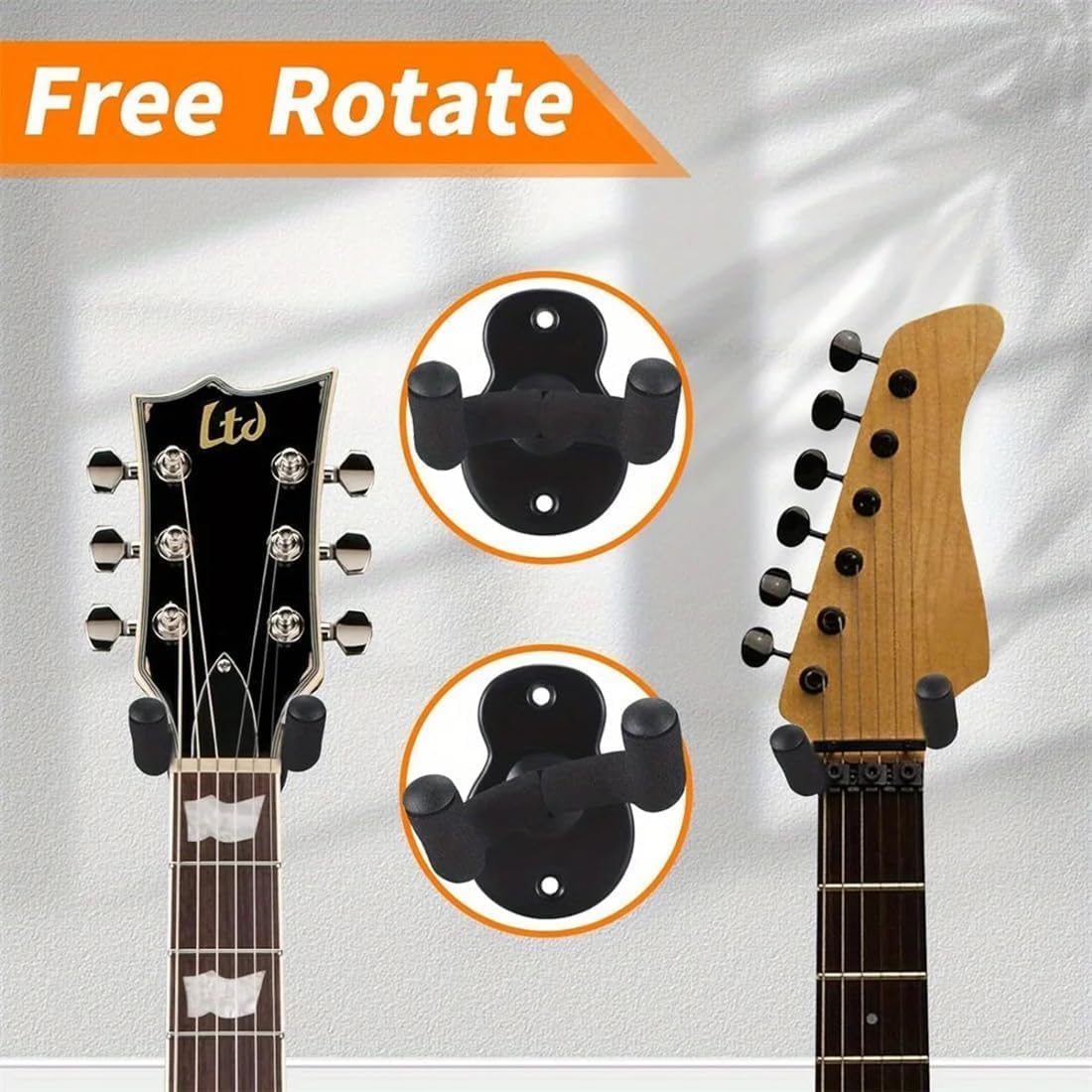 Guitar Wall Hanger Stands Ukulele Wall Mount Violin Hook Keep Holder Display Rack Bracket for Most Guitar Bass Accessories Easy to Install 2 Pack - Image 7