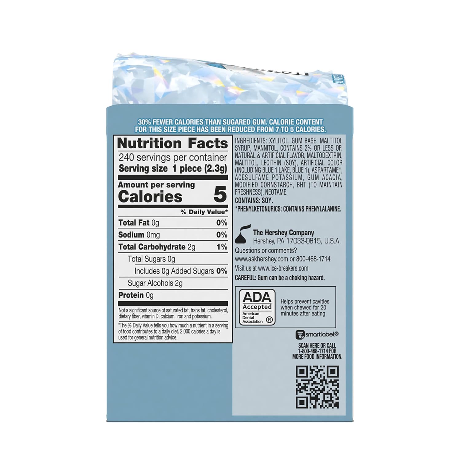ICE BREAKERS Ice Cubes Mint Crystal Sugar Free Chewing Gum Bottles, 3.24 oz (6 Count, 40 Pieces) - Image 2