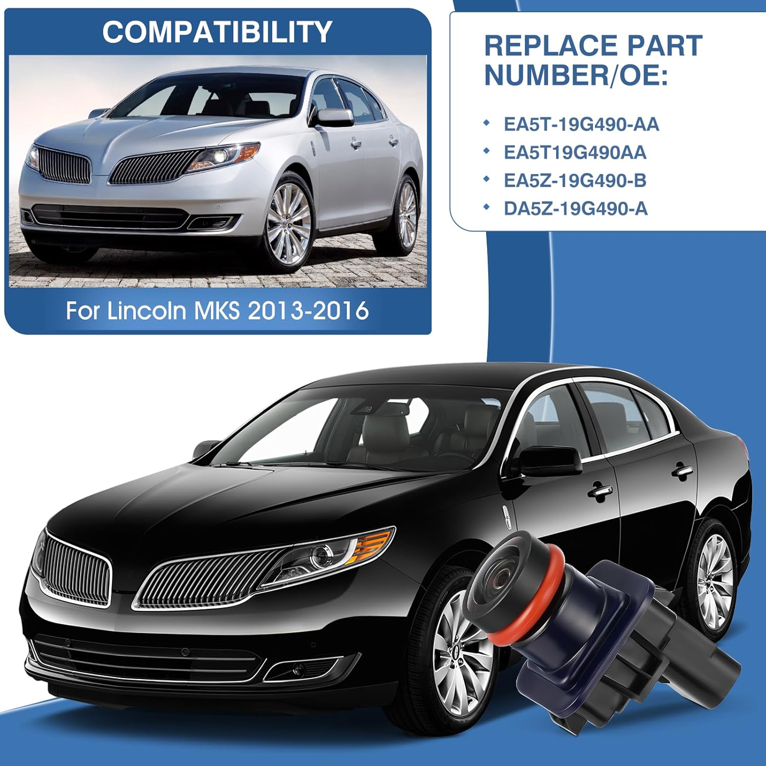 Rear View Backup Reverse Camera Fit for Lincoln MKS 2013-2016,Safety Parking Back Up Assist Camera OE Number EA5T-19G490-AA EA5T19G490AA EA5Z-19G490-B DA5Z-19G490-A - Image 2