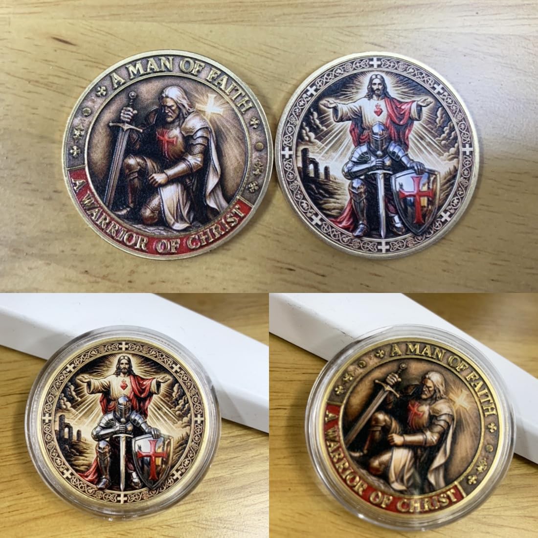 A Man of Faith-A Warrior of Christ Commemorative Coin,Christian Jesus Challenge Coins, Dual-Sided Knights Prayer Token Gifts for Men,Collectors, Historians, and Enthusiasts (5pcs) - Image 6