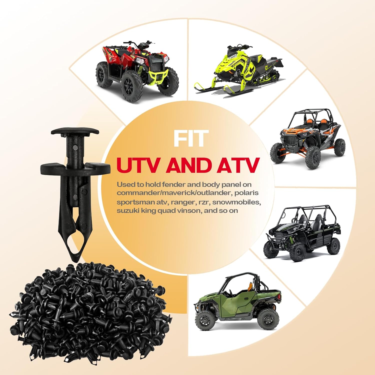 UNIGT 150pcs ATV UTV Body Fastener Rivets Push Pin Compatible with Can Am 293150089 Polaris 7661855 RZR Ranger Suzuki Kawasaki Rancher 90653-HC4-900 Plastic Fender Clips - Image 3