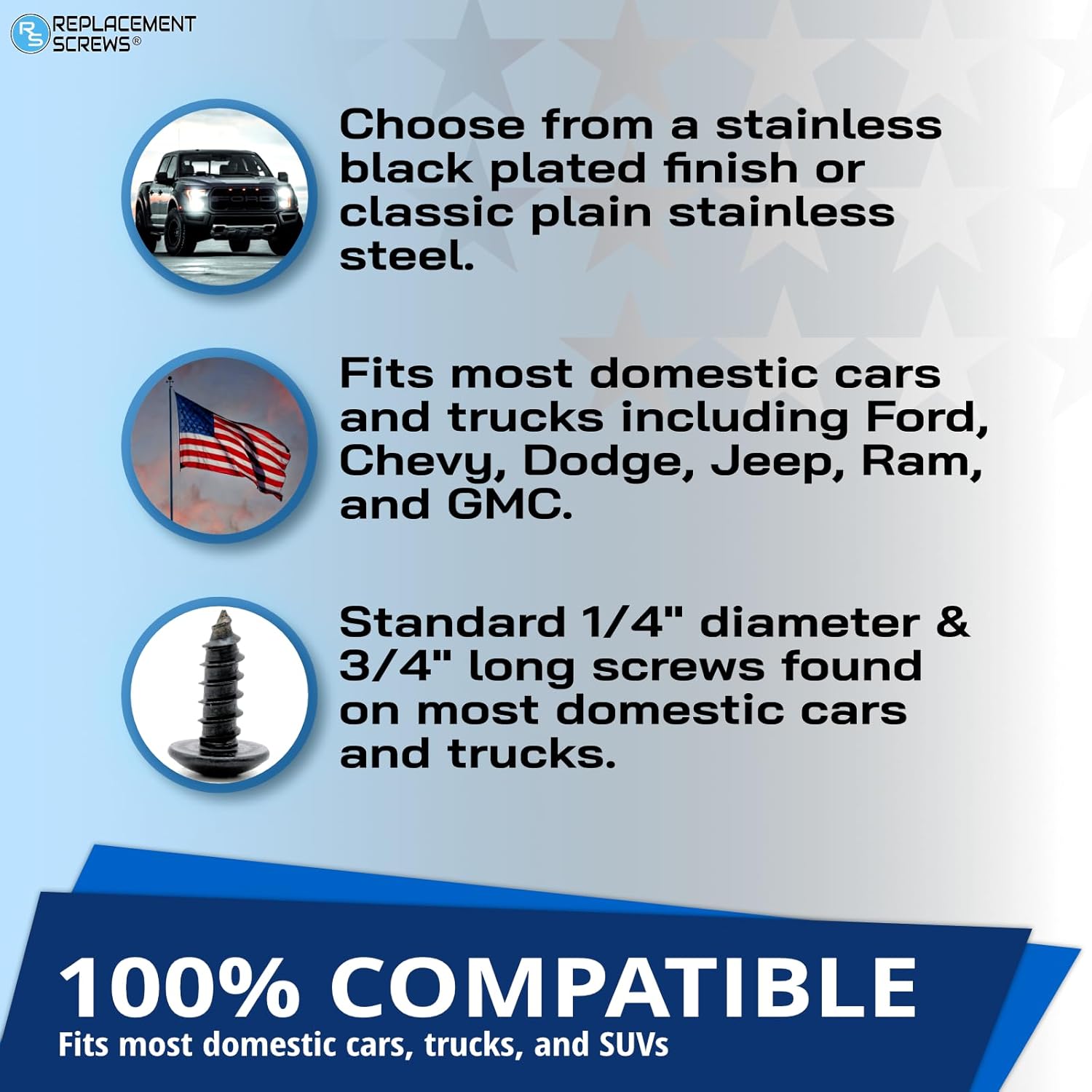 License Plate Screws - Front and Rear Mount Hardware Kit for Plate/Tag and Frame - Self-Tapping Rustproof Stainless Steel Bolts - Fit Most Domestic Cars, Trucks and SUVs (Pack of 4) - Image 5
