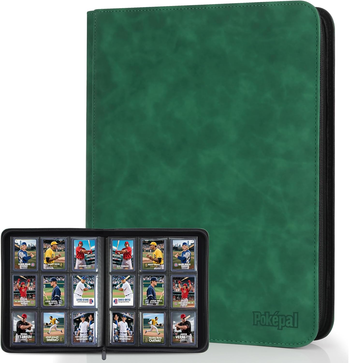 Top Loader Card Binder with Sleeves 9 Pocket Holds 252 Top Loaders Storage, Trading Cards Collector Album, Sports Cards YGO MTG TCG, Collection Folder (FOR TOP LOADERS ONLY), Dark Green - Image 8