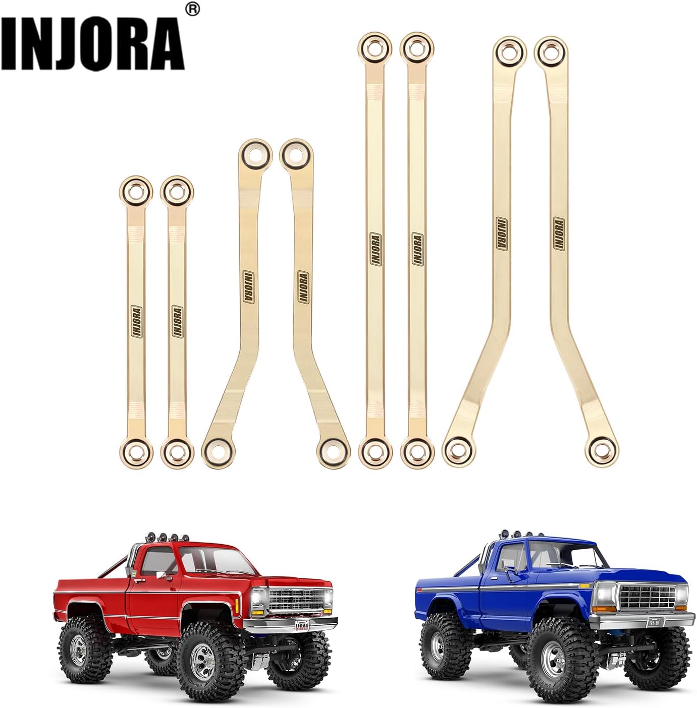 INJORA 46g Brass High Clearance Links Set for TRX4M High Trail K10 F150 1/18 RC Crawler Upgrade (4M-97) - Image 2