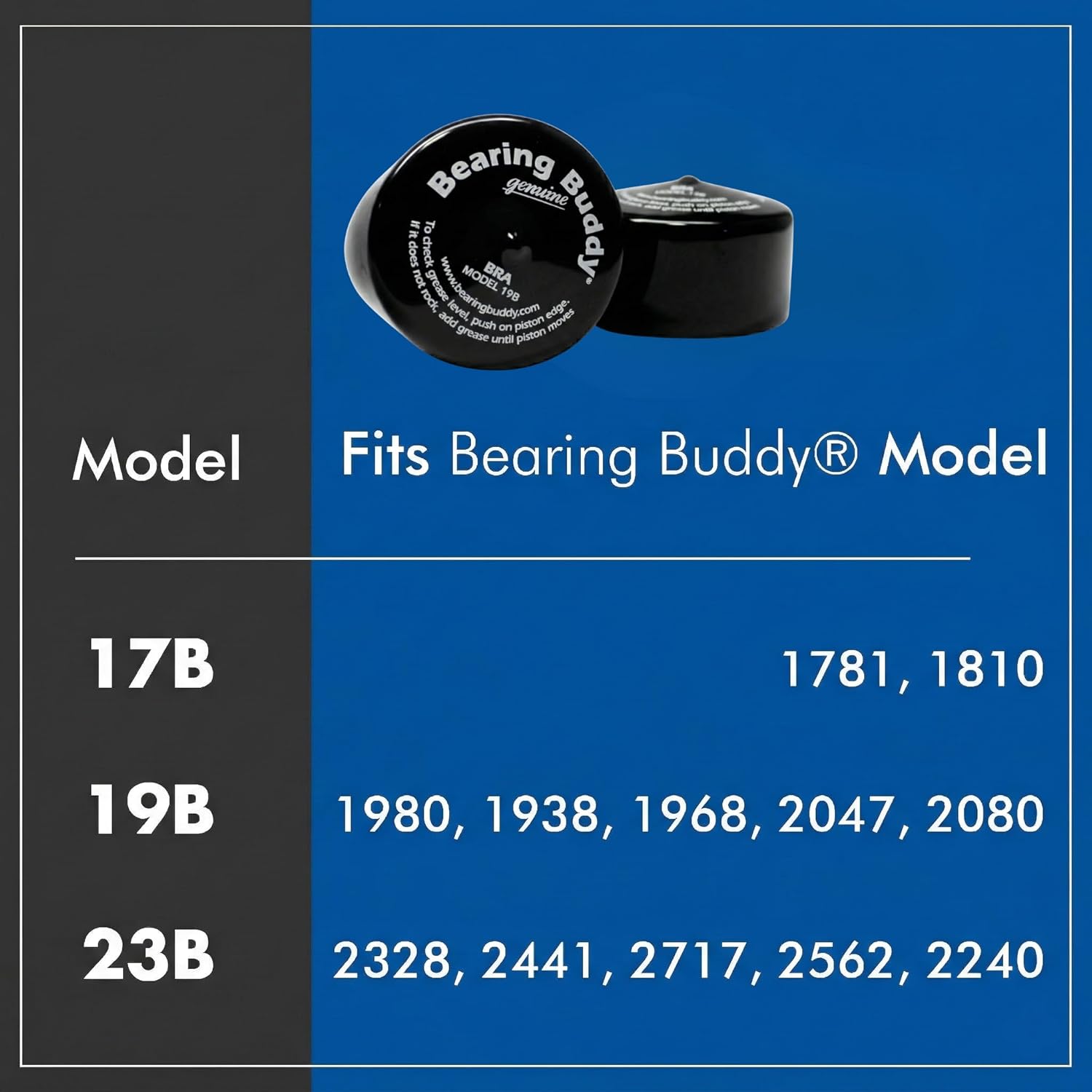 Bearing Buddy Bra 19B - 1 Pair USA-Made, Black Vinyl Covers - Protects and Keeps Grease Off the Trailer Wheels - Fits Models: 1980, 1980A, 1938, 1968, 2047, 2080, & 2080T - Image 2