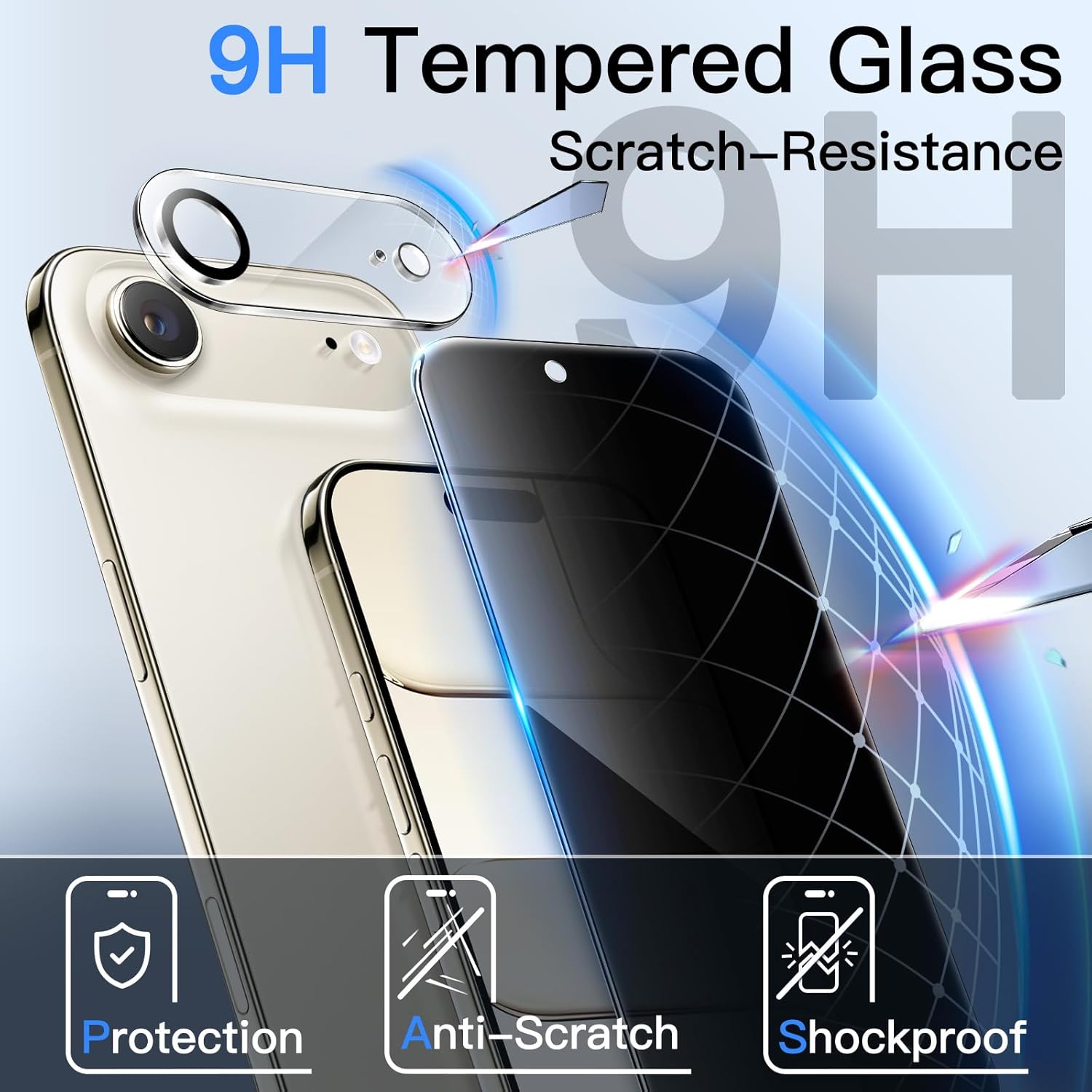 JETech Privacy Screen Protector for iPhone Air with Camera Lens Protector, Anti-Spy Tempered Glass Film, Easy Installation Tool, 6.5-Inch Display, 2-Pack Each - Image 5