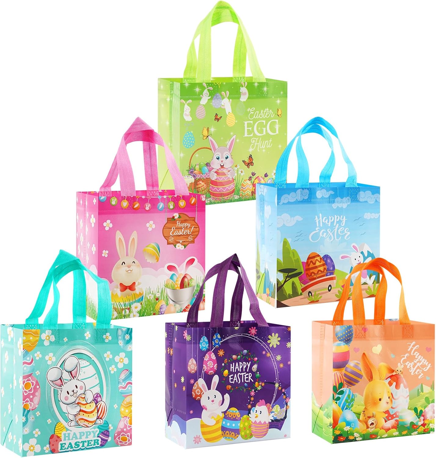 Bwhrmt Easter Basket Stuffers,Egg Hunt Bags Bunny Carrot Chick Gift Bags with Handles,Party Supplies,Happy Small Easter Baskets Container,8.27x7.9x5.9inch 6-Piece. Easter Basket Ideas Gifts for teens