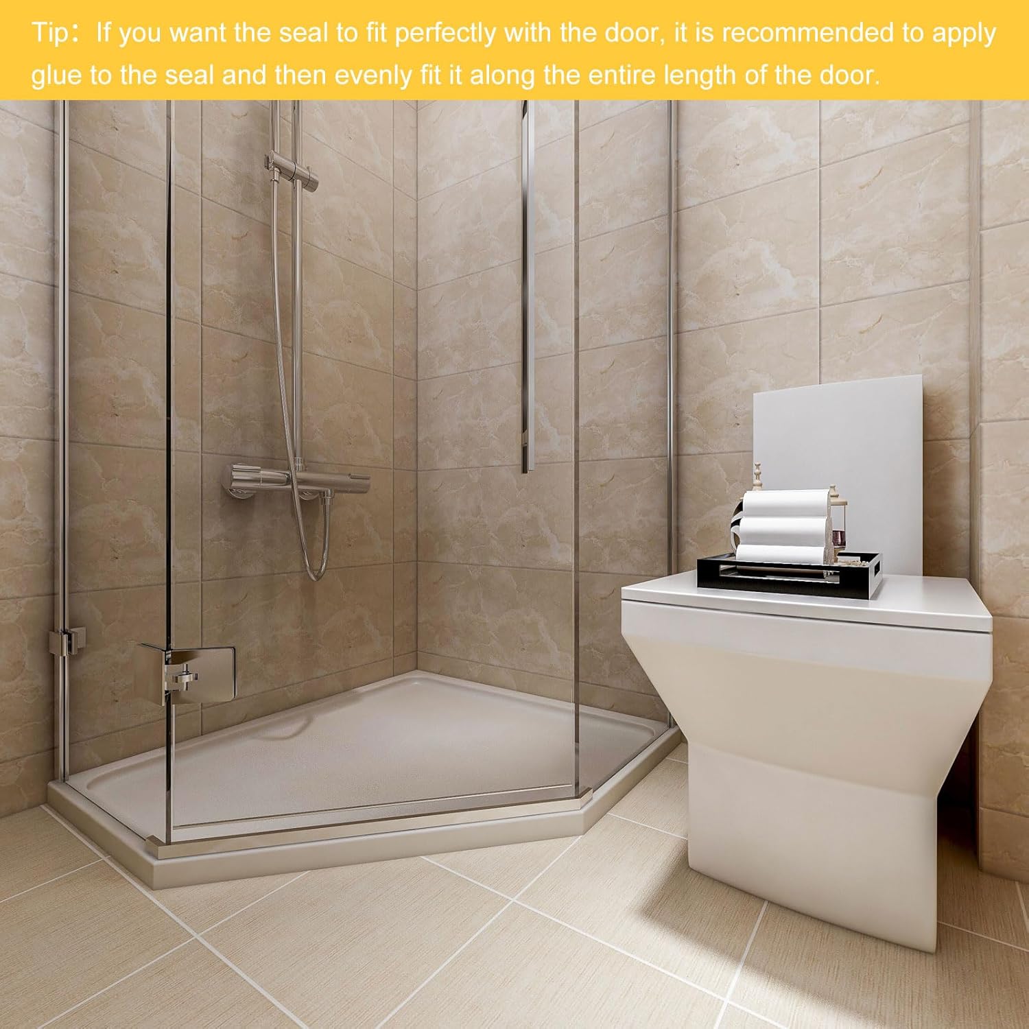 uxcell Shower Door Bottom Seal, Shower Door Sweep for 1/2" Thick Glass 47" Long (15.7" x 3 Pcs), 5 Section Segmented Frameless Glass Door Seal Strip with Double Drip, Clear - Image 5