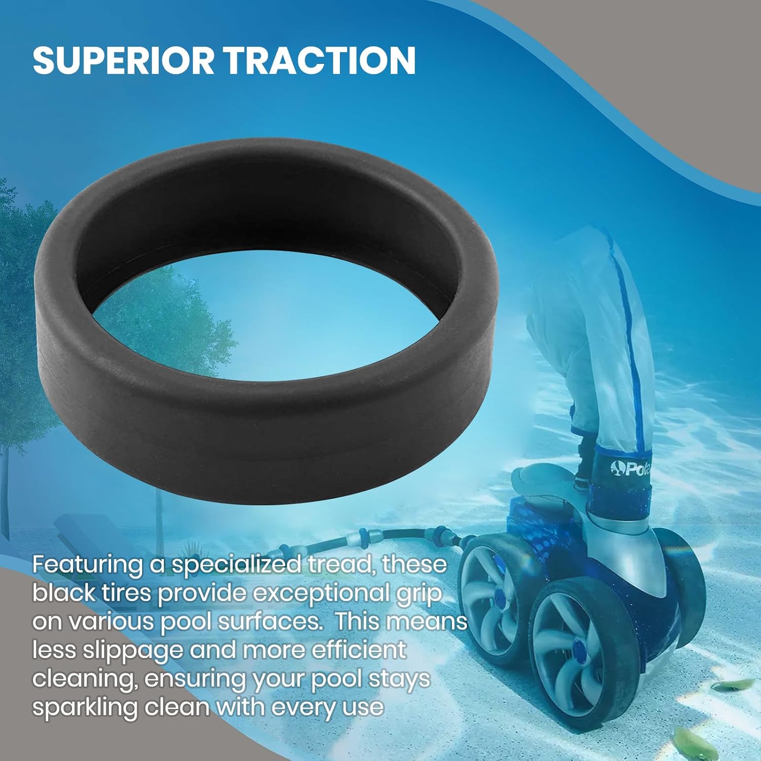 (3-Pack) Calvana Pool Cleaner Tires, 48-232 Replacement Compatible with Zodiac Polaris Black Max, 3900 Sport, 480, and P39 Pool Cleaners, Superior Traction & Durability - Image 6