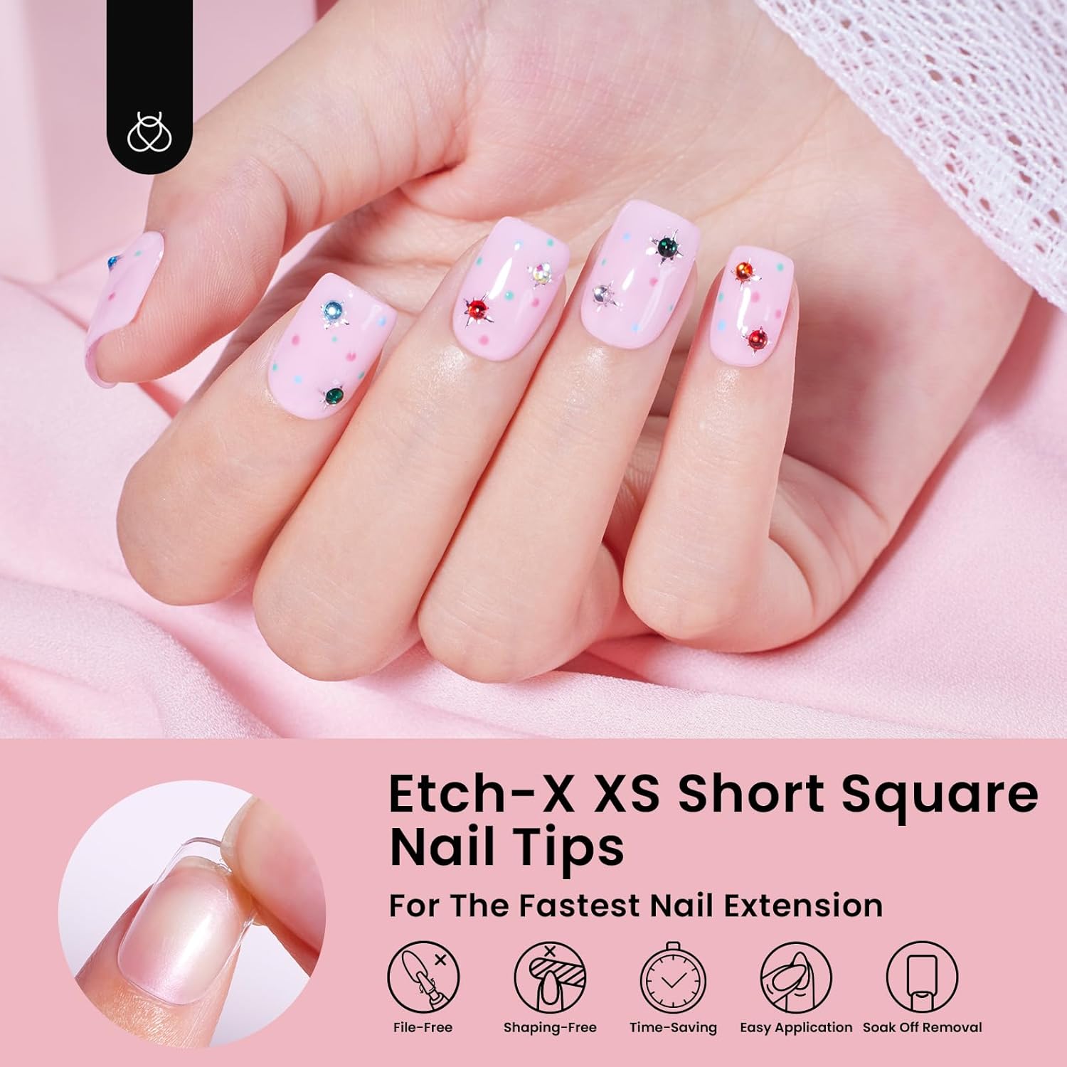 Beetles Short Square Nail Tips: 576PCS 12 Sizes XS Short Square Half Matte Clear False Acrylic Press on Nails Tips Pre-shape Full Cover Nail Tips Nail Extension DIY - Image 7
