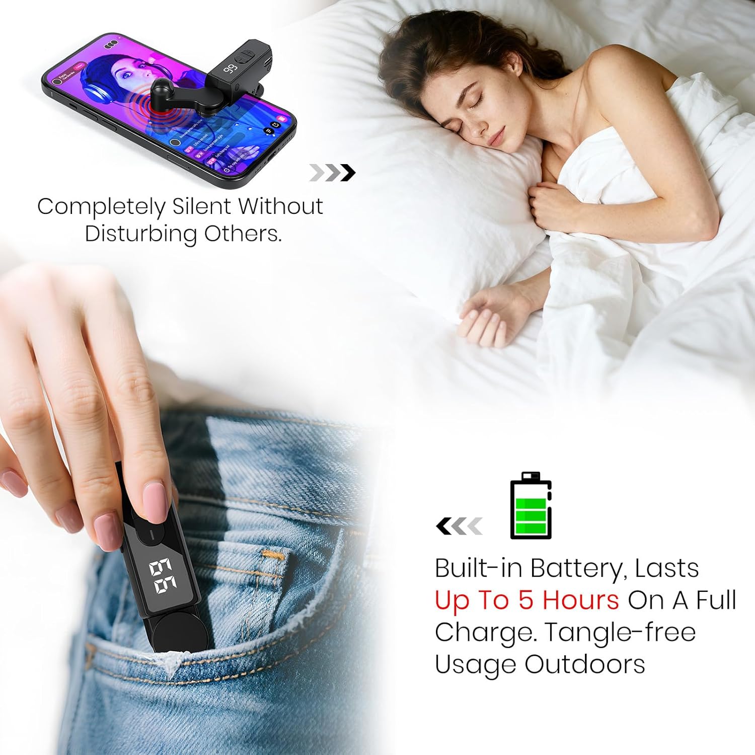 Auto Clicker Smart Tapper for iPhone iPad Android TikTok - Auto Touch Device with 107 Adjustable Speed, Rechargeable,Wireless,Instant Clicker for Live Stream Likes, Social Media Tasks(Black) - Image 5