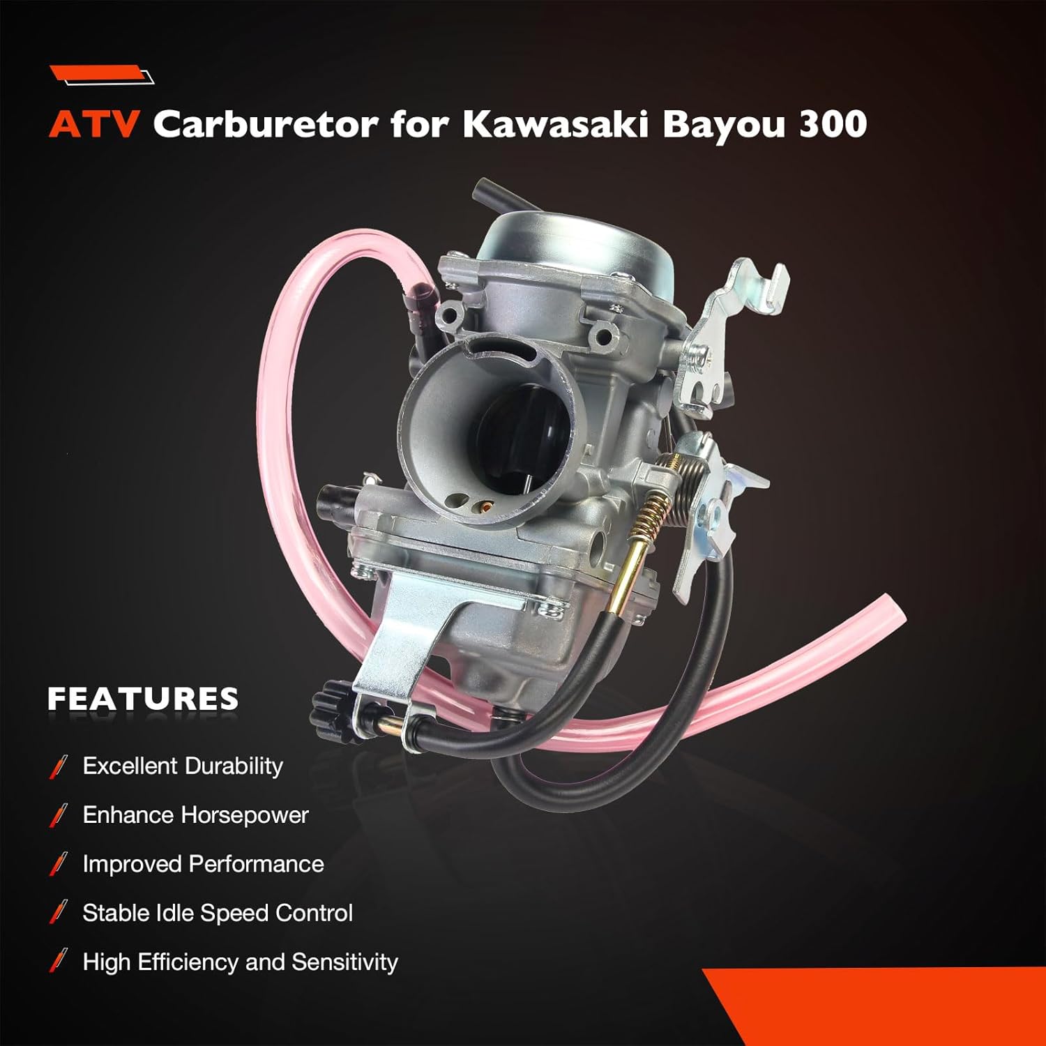 Carburetor Compatible with Bayou 300 KLF300 KLF 300 1986-1987 KLF300A, 1988-2005 KLF300B, 1989-2005 KLF300C ATV Carb with Air Filter&Fuel Gas Petcock Valve Switch - Image 7