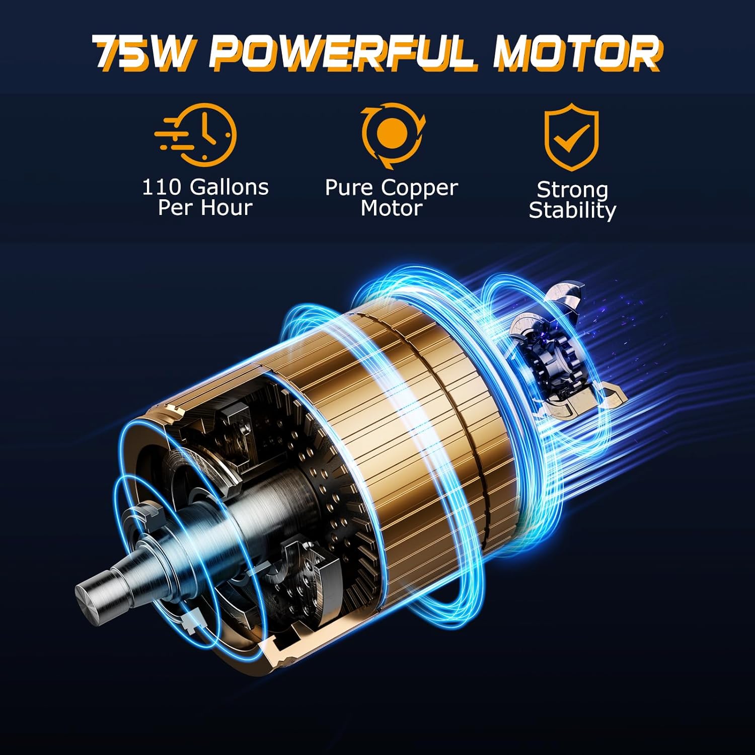 Portable DC 12V Electric Gasoline Transfer Pump, with 75W DC Motor, Moves Up to 110 Gallons of Gas or Diesel Per Hour, Suitable for Vehicles, Boats, Motorbike, Equipment, Gasoline, Diesel - Image 3