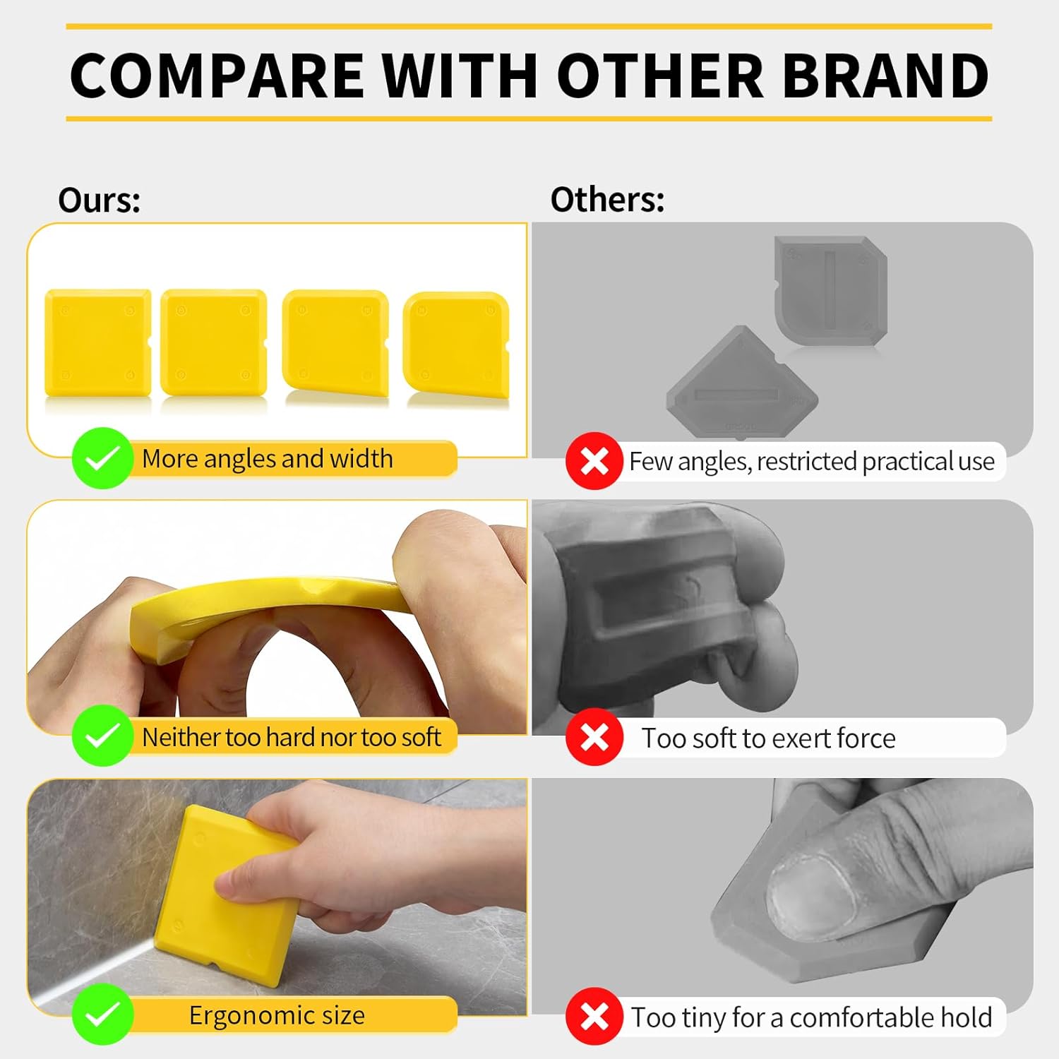Goopreen 4 Pieces Silicone Caulking Tool Kit Sealant Caulk Finishing Tool for Washroom Kitchen Bathroom Caulk Sealant Sealing - Image 5