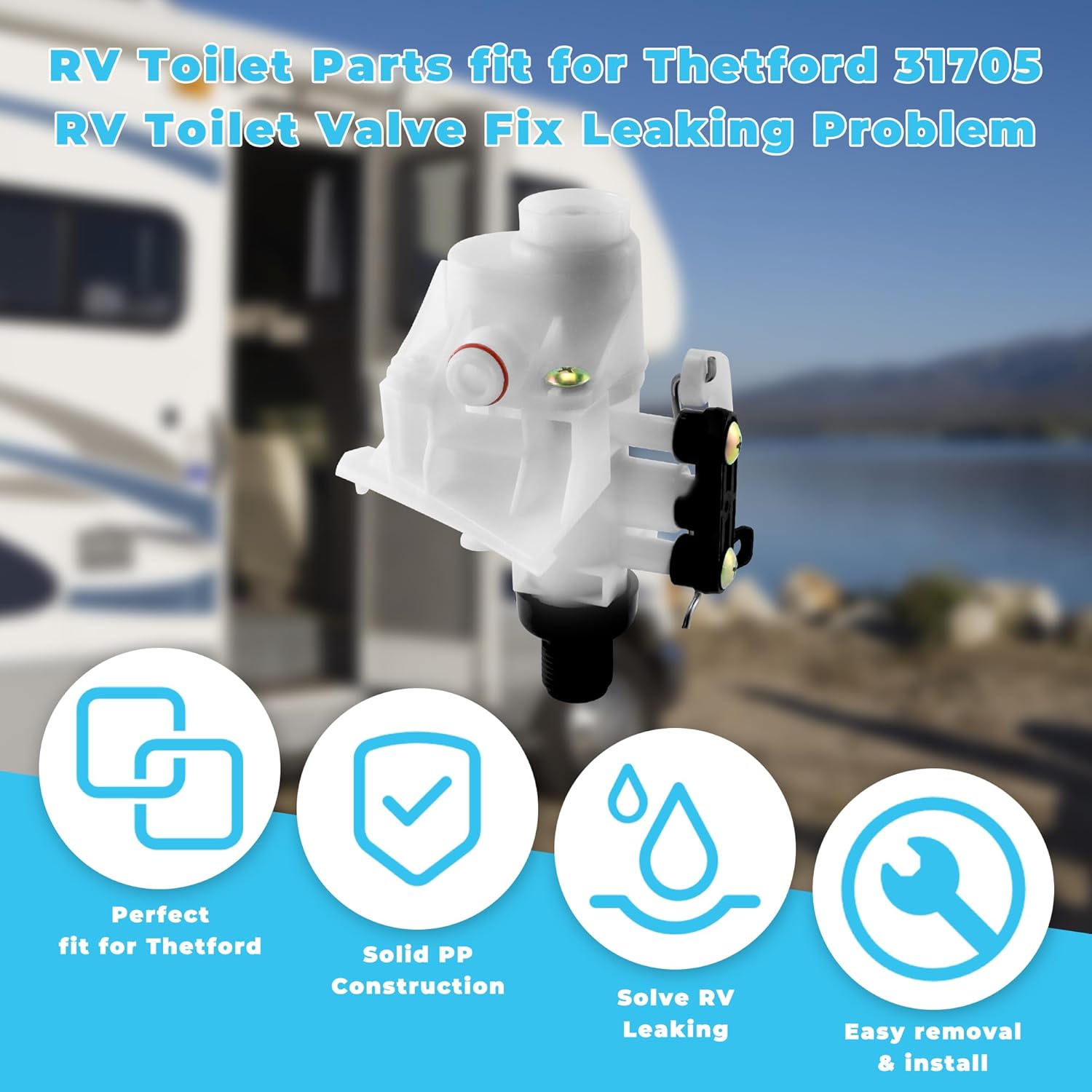 31653 31705 31688 31835 31687 RV Toilet water Valve fit for Thetford RV Toilet Parts-Leak&Freeze-Resistant fit for Thetford Aqua-Magic V 31676 31675 31667 31658 31668 31650 31680 31671 prime&swift - Image 7