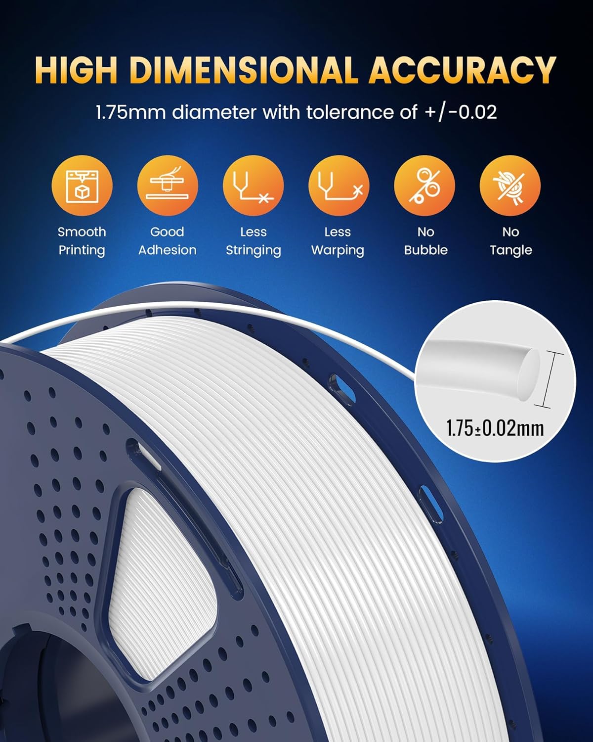 SUNLU PLA+2.0 3D Printer Filament Bundle, 4KG Upgrade PLA+ Filament 1.75mm, Tougher and Stronger, Dimensional Accuracy +/-0.02mm, 1KG per Spool, 4 Packs, 4KG Total, Black+White+Klein Blue+Red - Image 6