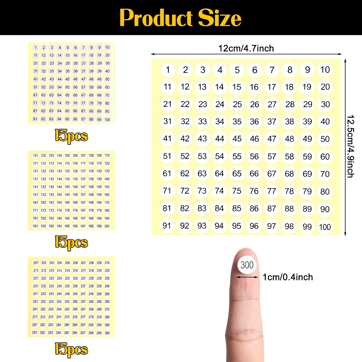 1-300 Stickers with Numbers, Numbered Stickers, Consecutive Number Sticker, 4500 Self Adhesive Round Labels, Inventory Organizing Decals for Storage, Boxes, Toolbox, Indoor Outdoor - Image 2