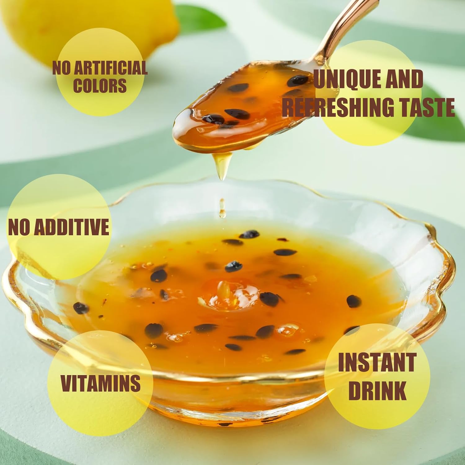 Apexy Authentic Korean Honey Passion Fruit Tea, Passionfruit Puree , Just Add Hot Water, Gourment Blend for Smoothies, Cocktails Desserts and Spread, No Artificial Colors, Versatile and Natural Delight, Made in KOREA 35.27oz (1kg). (Honey Passion Fruit) - Image 5