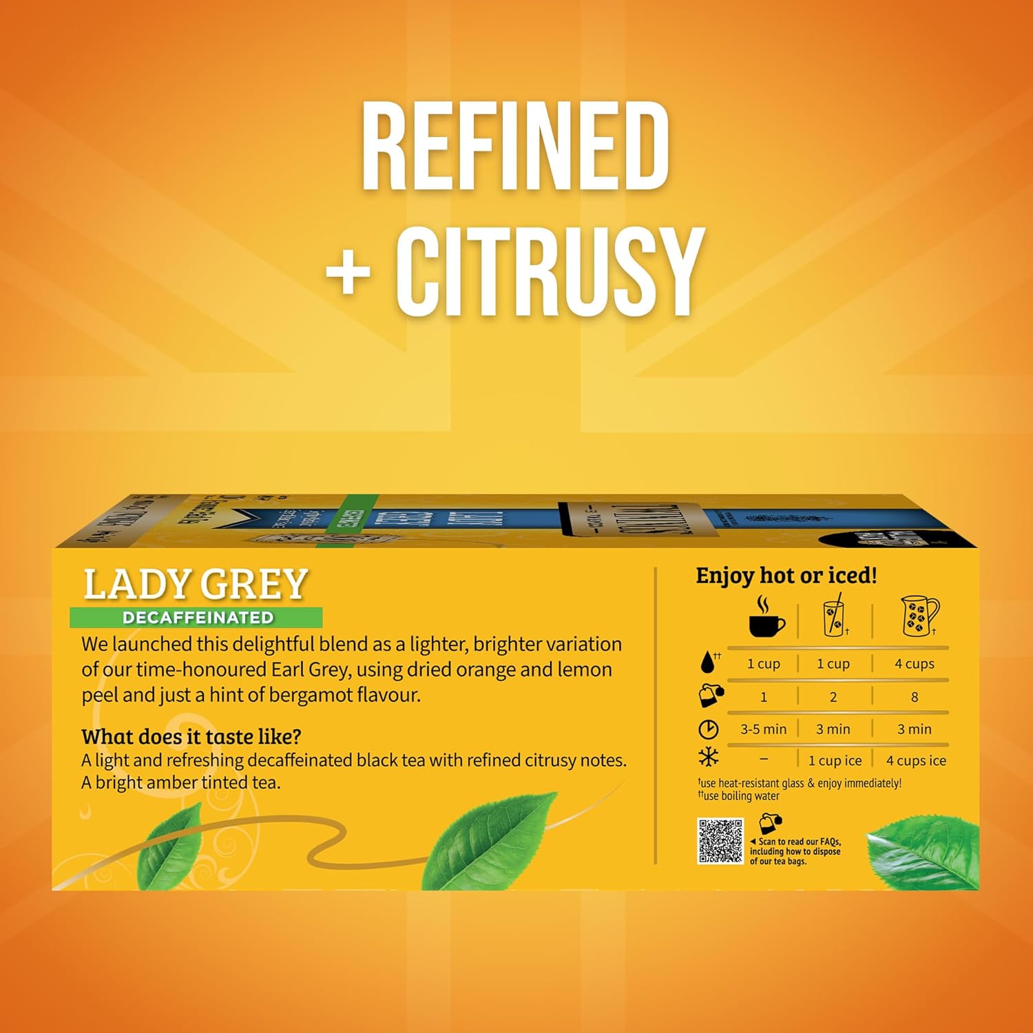 Twinings Decaffeinated Lady Grey Black Tea Individually Wrapped Bags, 100 Count (Pack of 1), Orange Peel & Lemon Peel, Fresh and Uplifting, Caffeinated, Enjoy Hot or Iced, 100 Teabags - Image 2