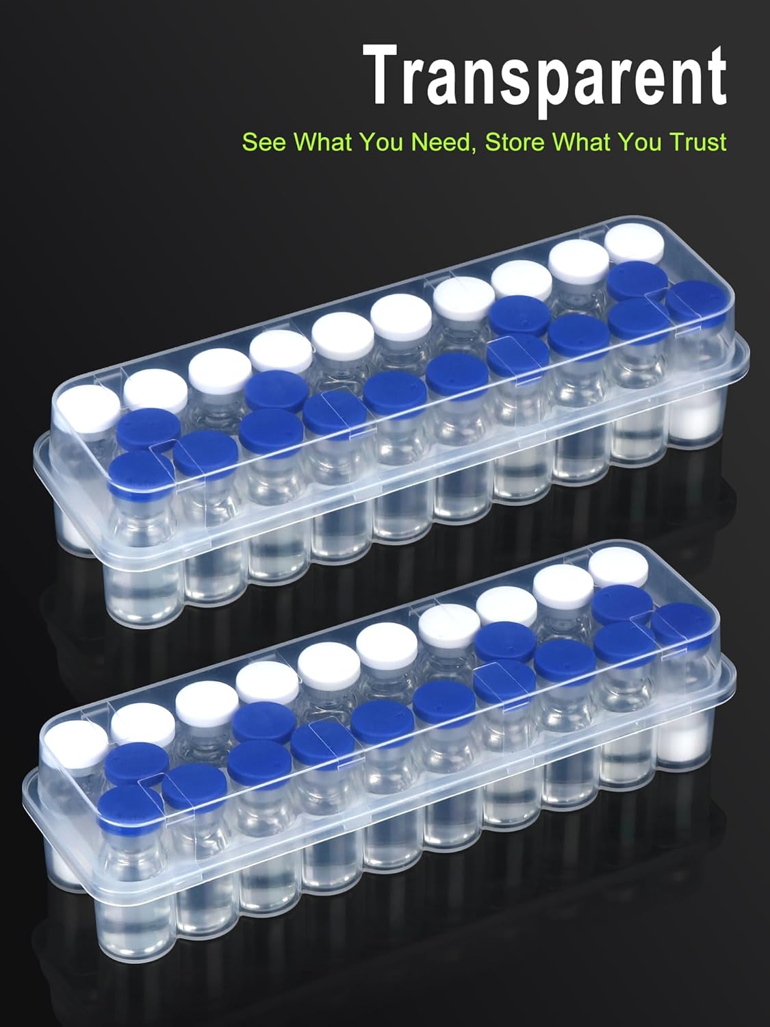 2 Pack Peptide Case for Fridge 24-Slot, 3ml Vial Storage Case for Refrigerator, Insulin Cooler Travel Case TSA Approved, 3ml Peptide Vial Storage Holder for Insulin, GLP-1, Peptides -DawnBox- Clear - Image 5