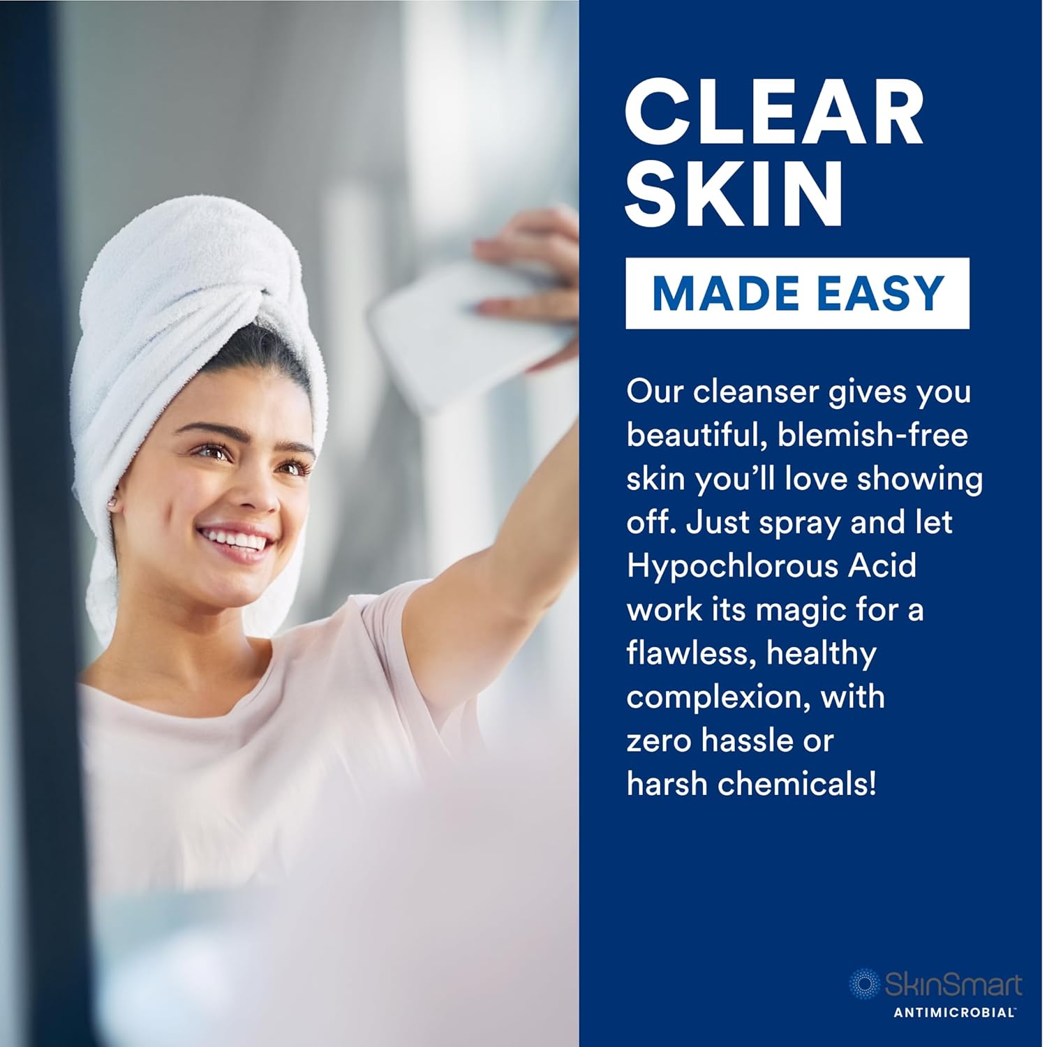 SkinSmart Antimicrobial Facial Cleanser for Breakouts & Blemishes; Hypochlorous Acid Formula Targets Bacteria to Reduce Skin Irritation and Flush Pores Clean, 8 oz Spray, All Ages & All Skin Types - Image 5