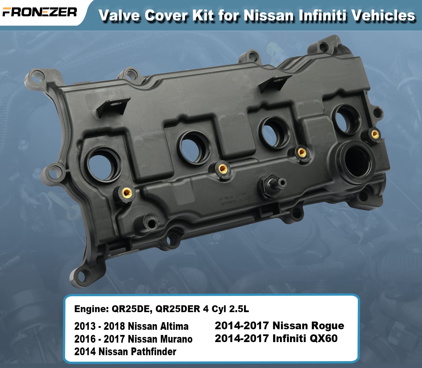 Engine Valve Cover with Gasket Bolts & Oil Filler Cap Compatible with 2013-2018 Nissan Altima 2016-2017 Nissan Murano 2014 Nissan Pathfinder 2014-2017 Nissan Rogue Infiniti QX60 2.5L Part# 13264-3KY0A - Image 4