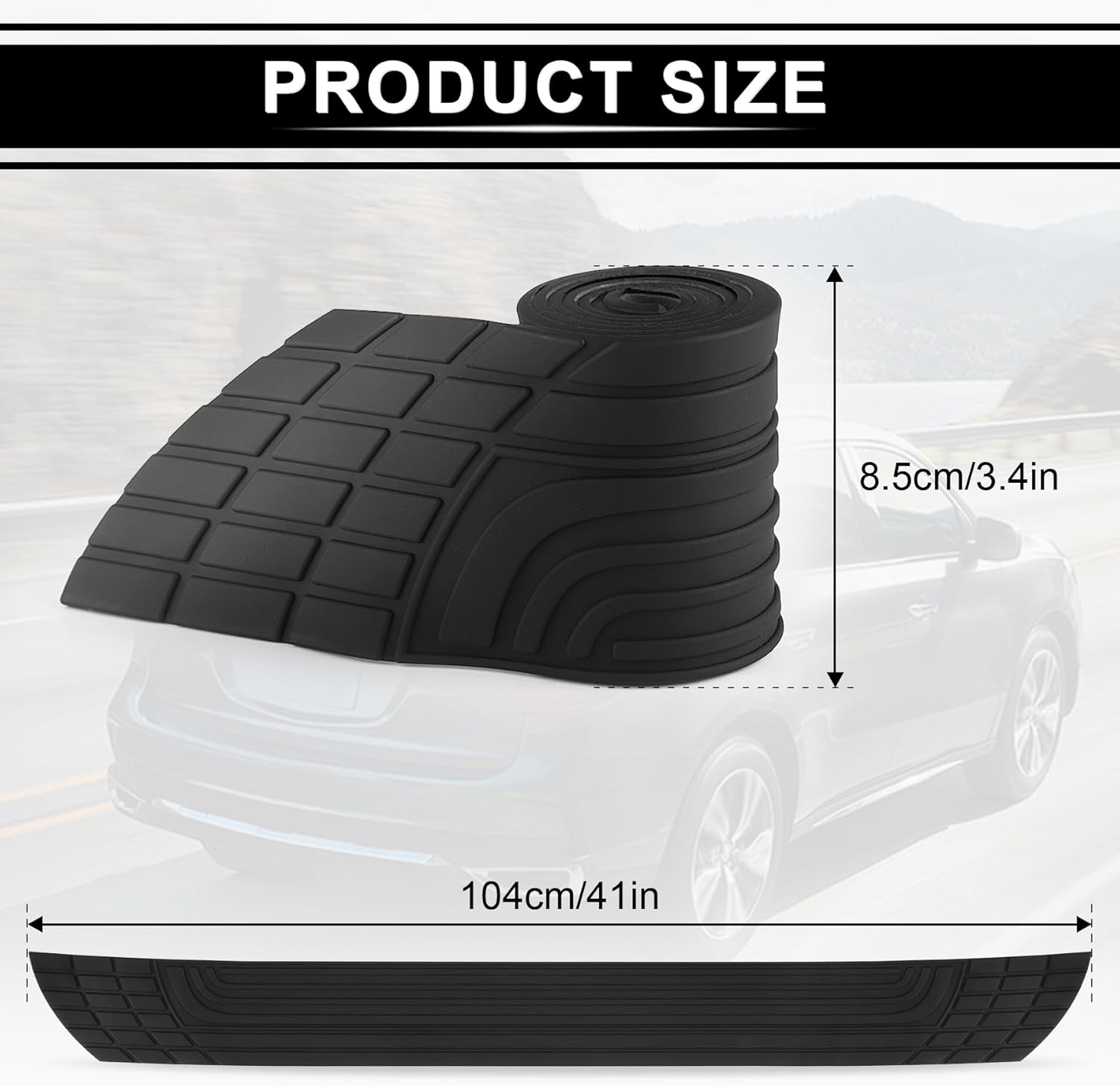 SINGARO Car Rear Bumper Protector, 42inch x3.4inch Car/SUV Universal Rubber Anti-Scratch Trunk Exterior Accessories - Image 2