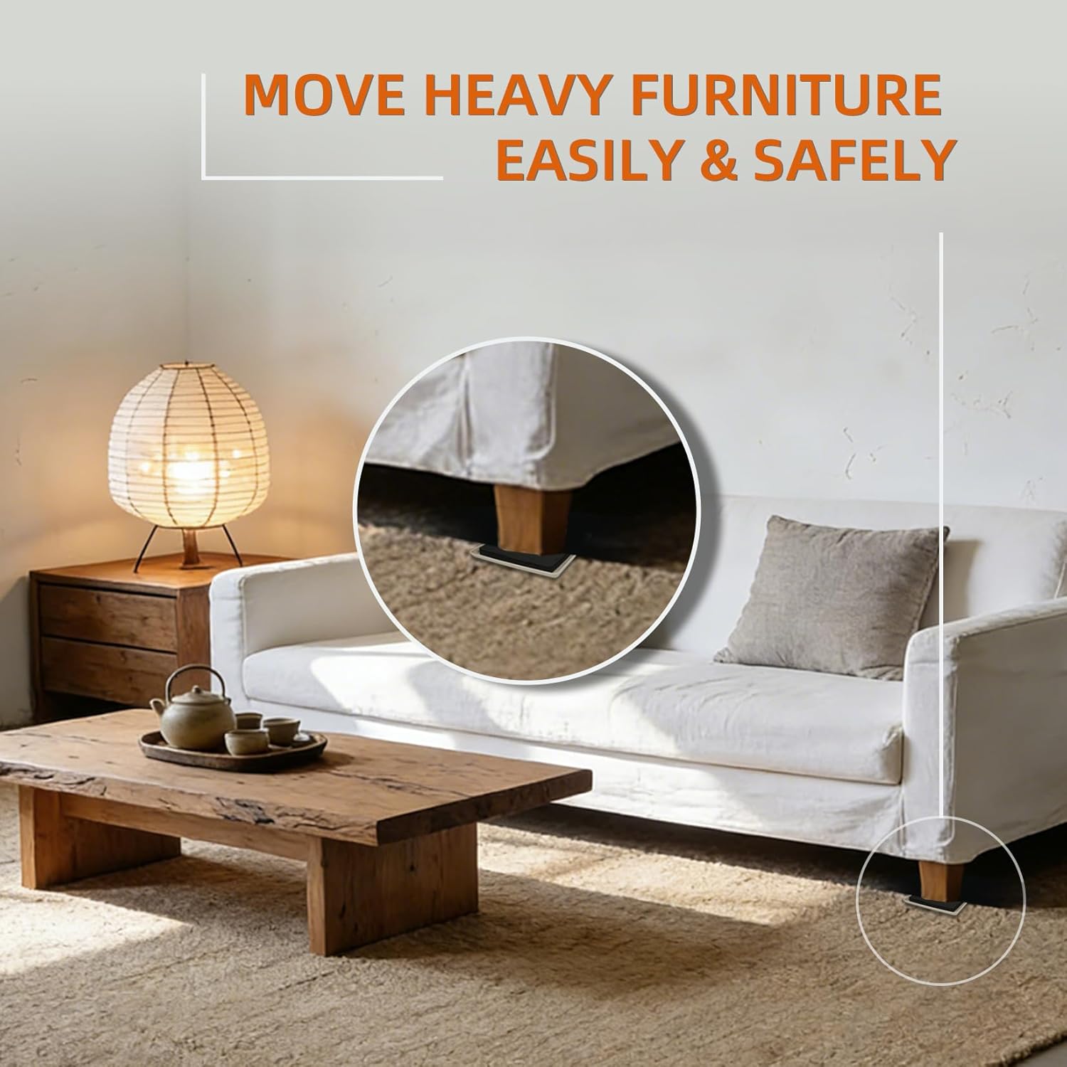 4 PCS Furniture Sliders for Carpet, 5 Inch Reusable Furniture Movers Sliders Heavy Duty Slider on Furniture Square Furniture Moving Pads Move Your Furniture Easily and Safely - Image 3