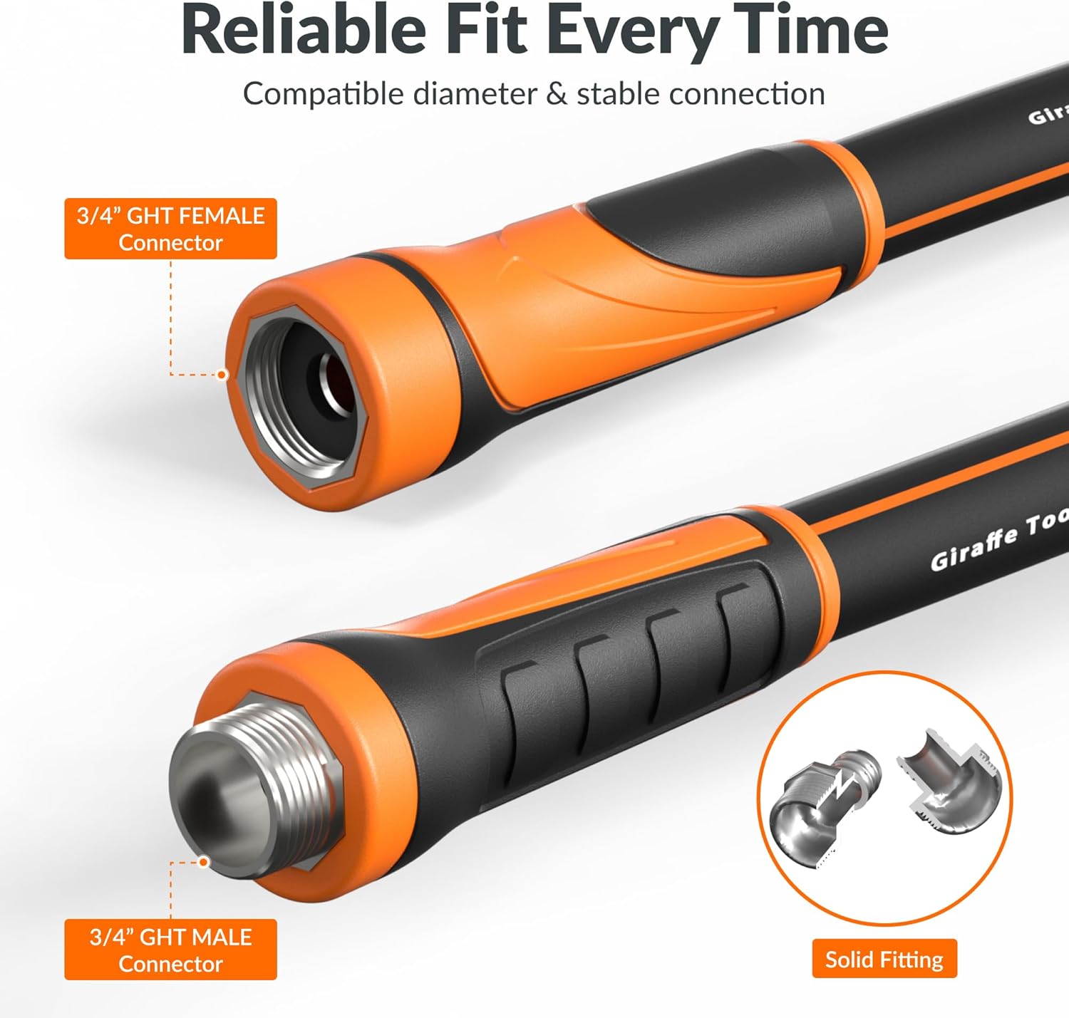 Giraffe Tools 3ft x 5/8" Short Leader Hose, Flexible & Lightweight Hybrid Garden Water Hose, Heavy Duty Hose with Swivel Handle, Male to Female Fittings - Image 5
