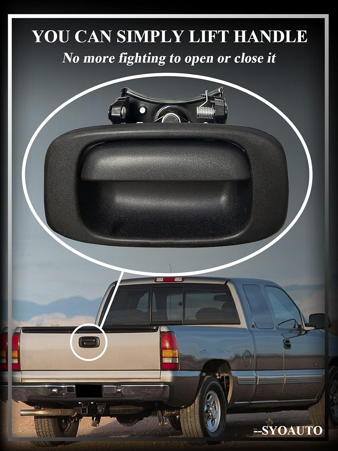 SYOAUTO Tailgate Handle Bezel Trim Fits for 1999-2007 Chevy Silverado GMC Sierra 1500 2500 3500 Black Textured Replaces# 15228539, 15228540, GM1916102, GM15046512 - Image 5