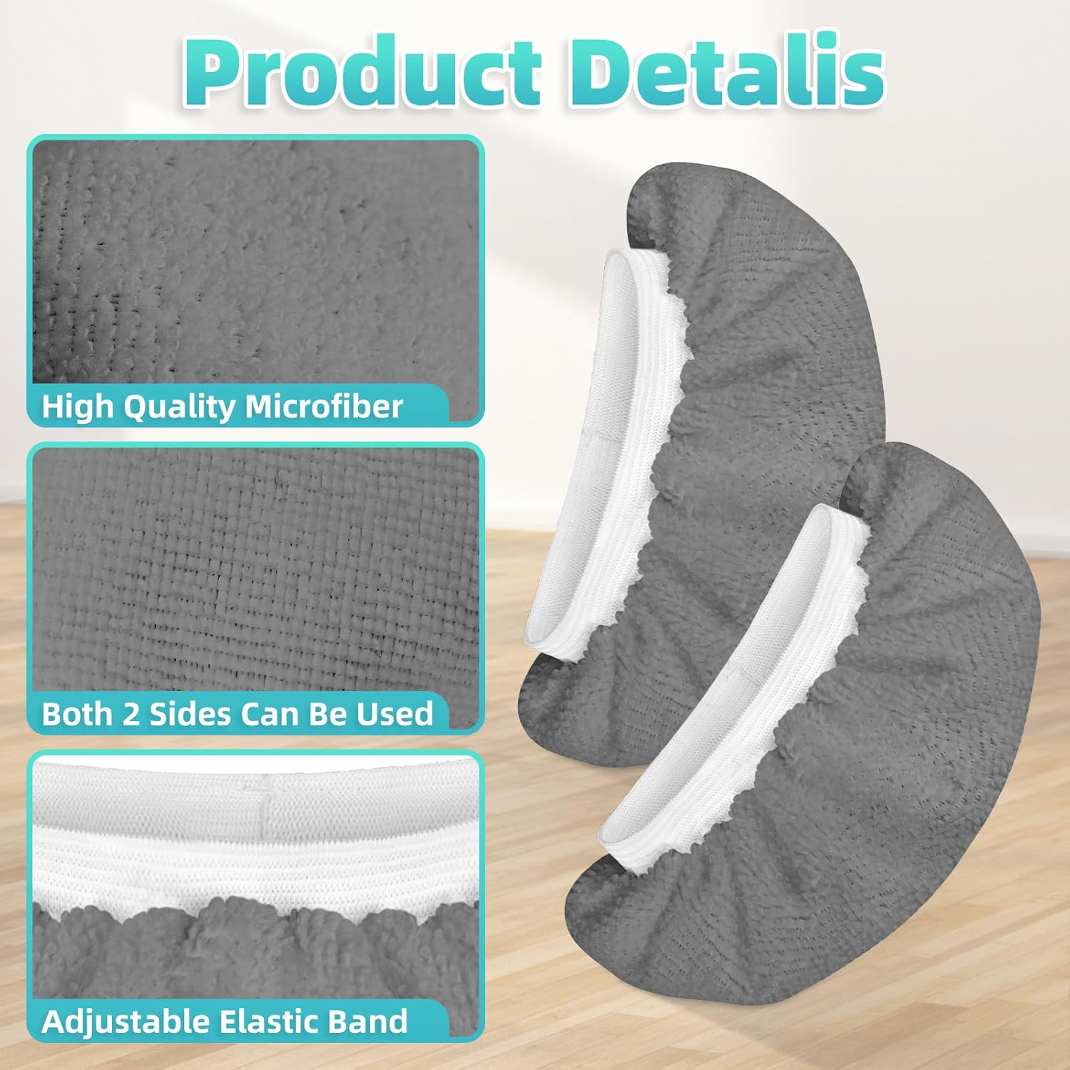 10 Pack Microfiber Cloth for Handheld Steam Shot, Steam Cleaner Accessories, Reusable Washable Steam Mop Pads Compatible with Most of Handheld Steam Shot/Cleaners (Grey) - Image 3