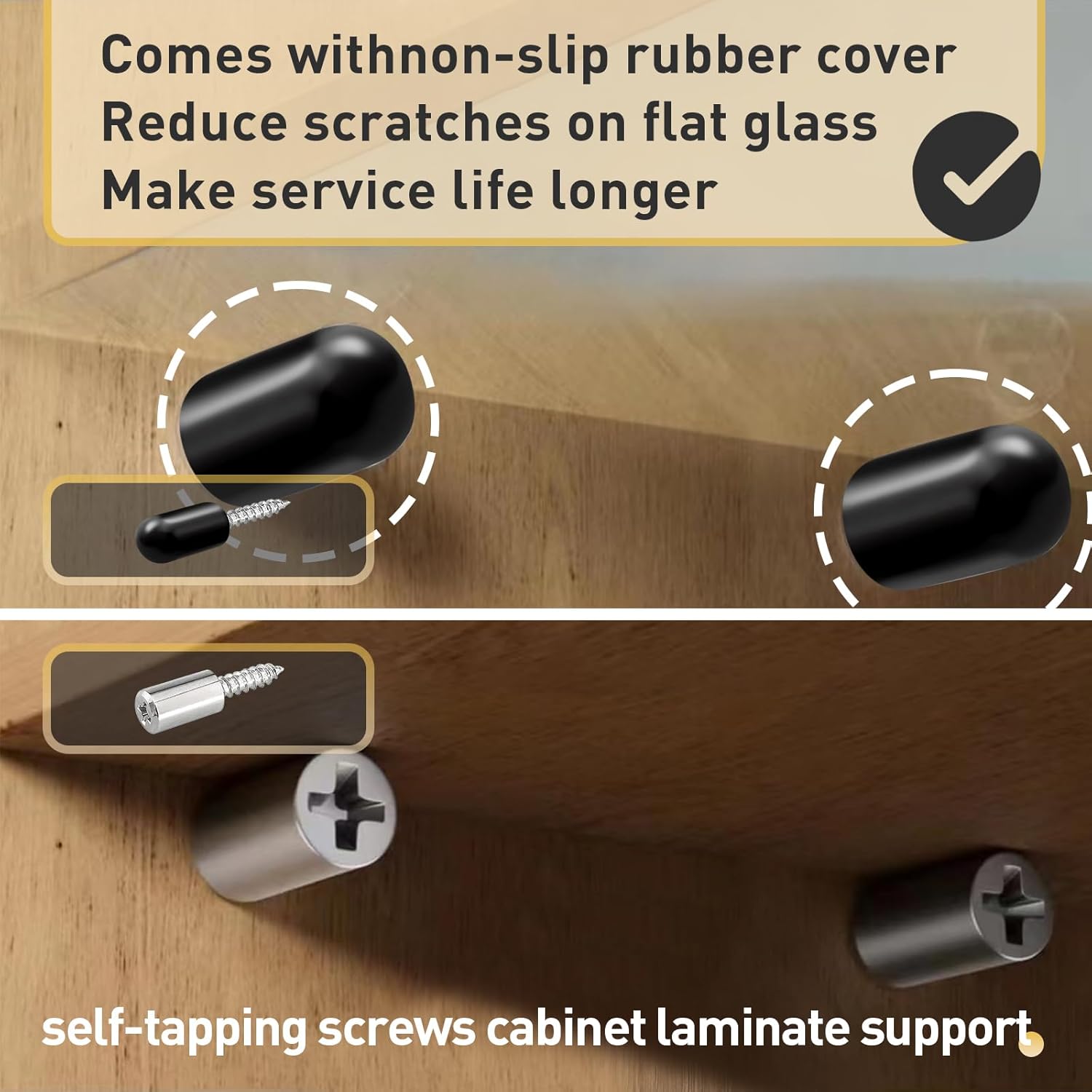 70 Pcs Self Tapping Screws Cabinet Laminate Support, Shelf Pins with Non-Slip Sleeve, Cabinet Shelf Pegs for Kitchen Utensils, Bookcases and Wardrobes, Fixed Support Self - Tapping Cross Screw - Image 7