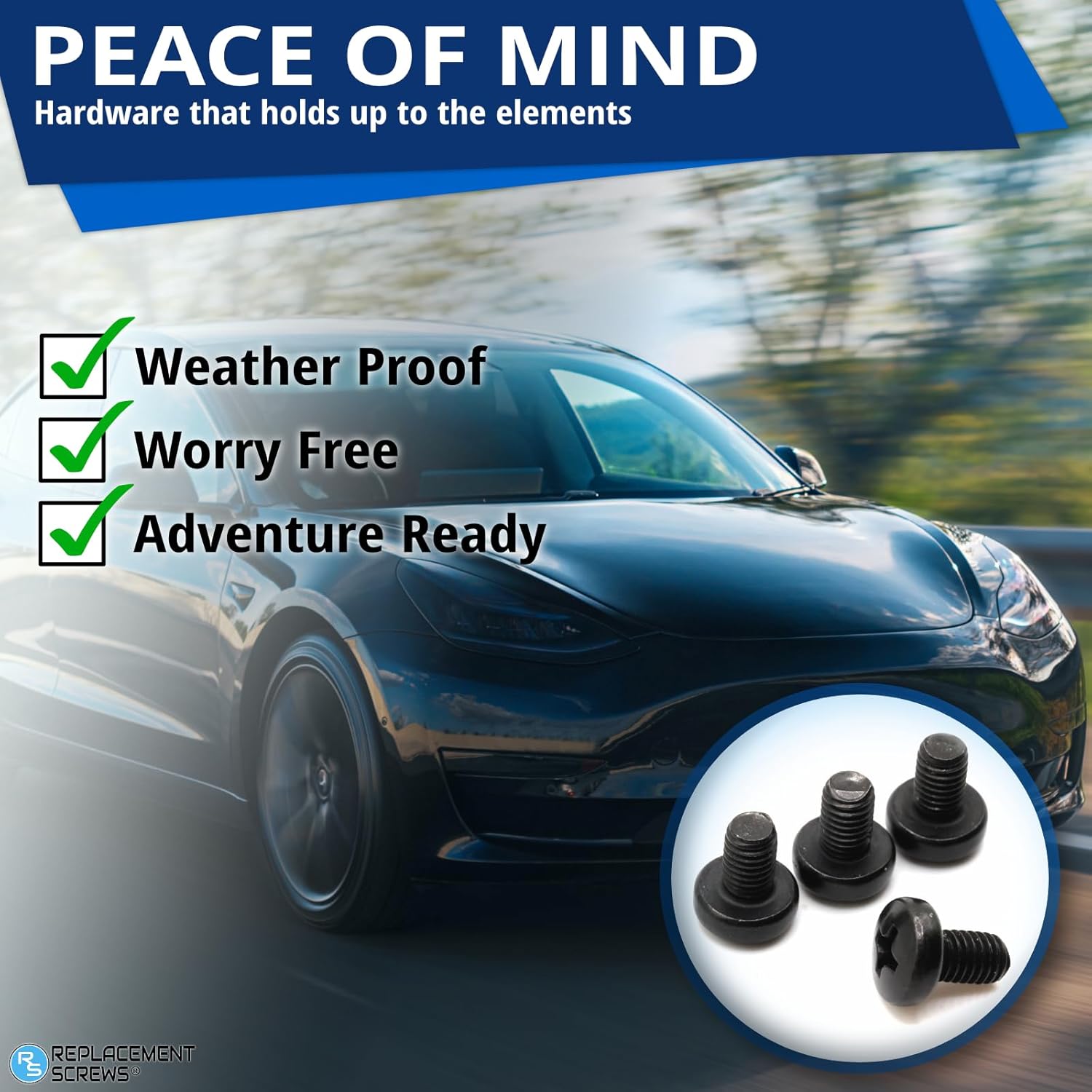 License Plate Screws Compatible with Tesla Model Y (My) - Stainless Steel - Black Oxide - Standard Length - Rear (Pack of 4) - Image 3